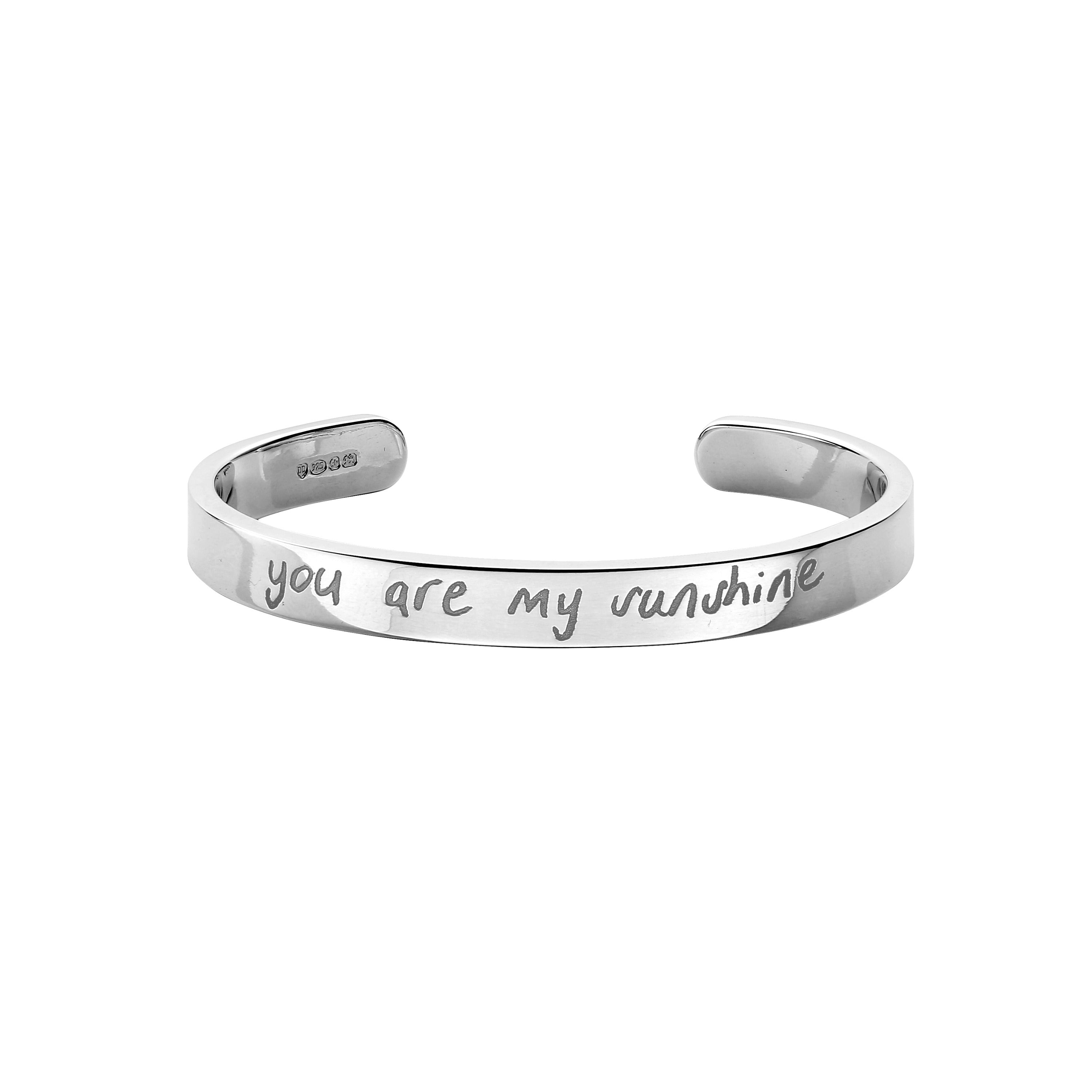 Silver Luxury Signature Bangle with Handwriting