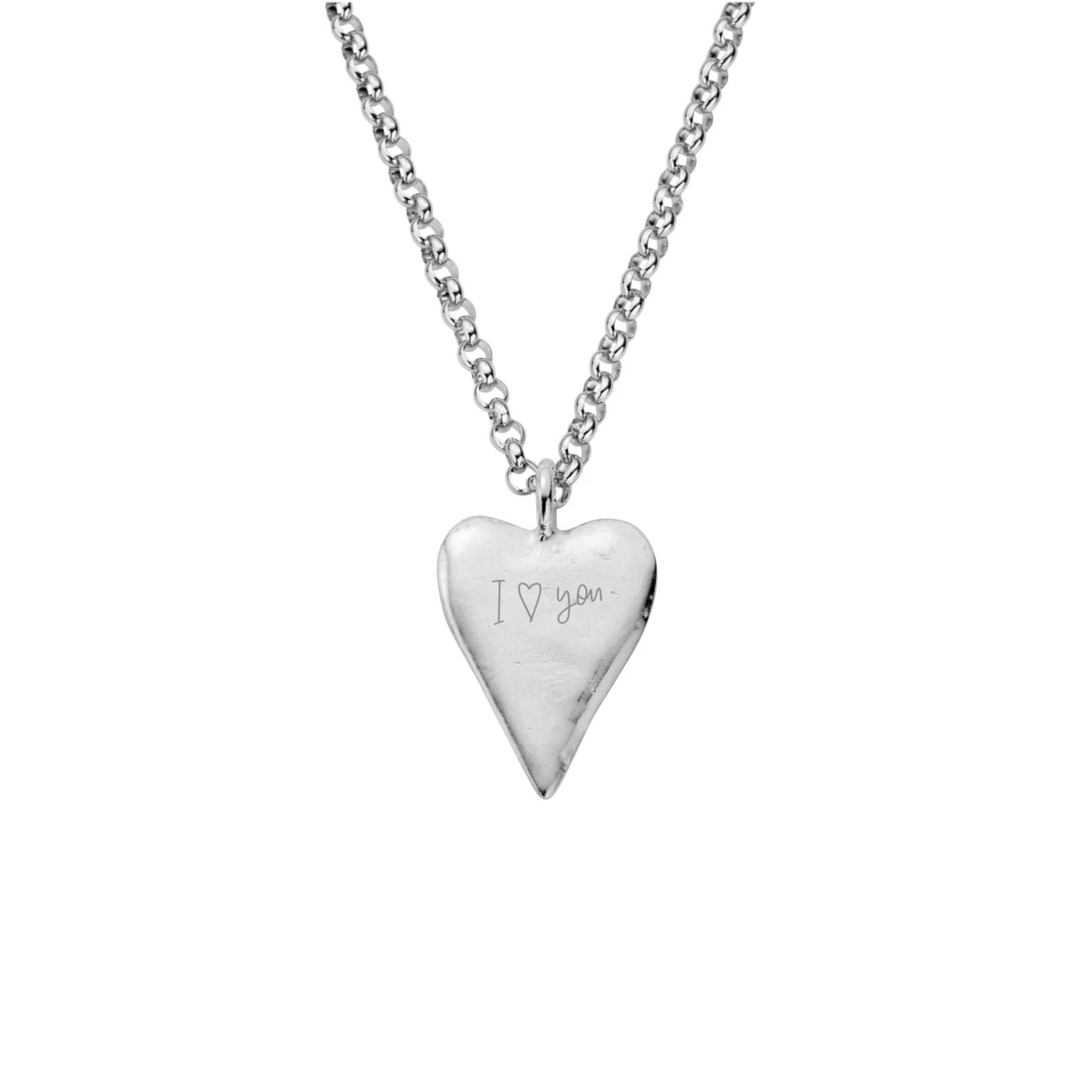Silver Maxi Heart Necklace with Handwriting