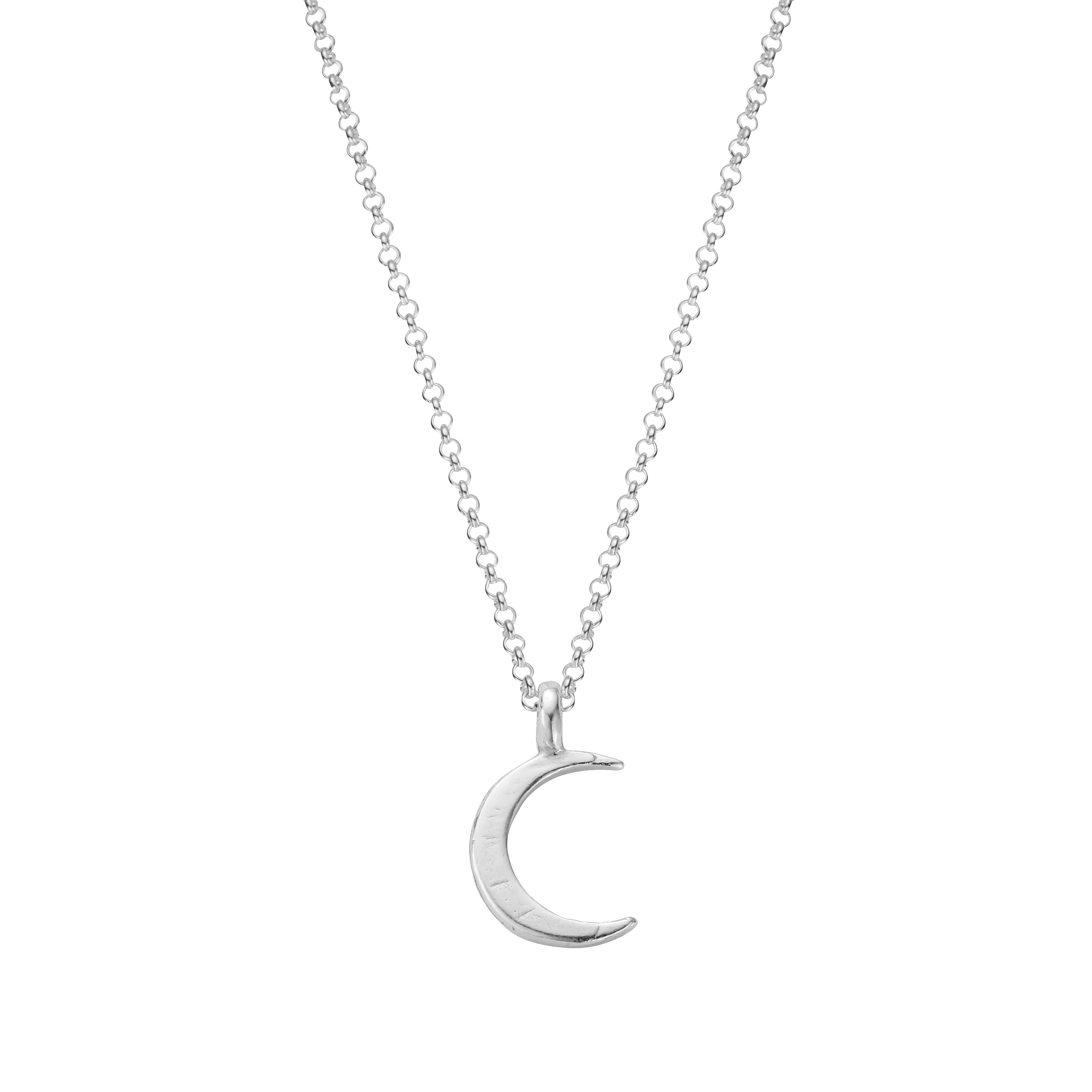Silver Medium Crescent Moon Necklace