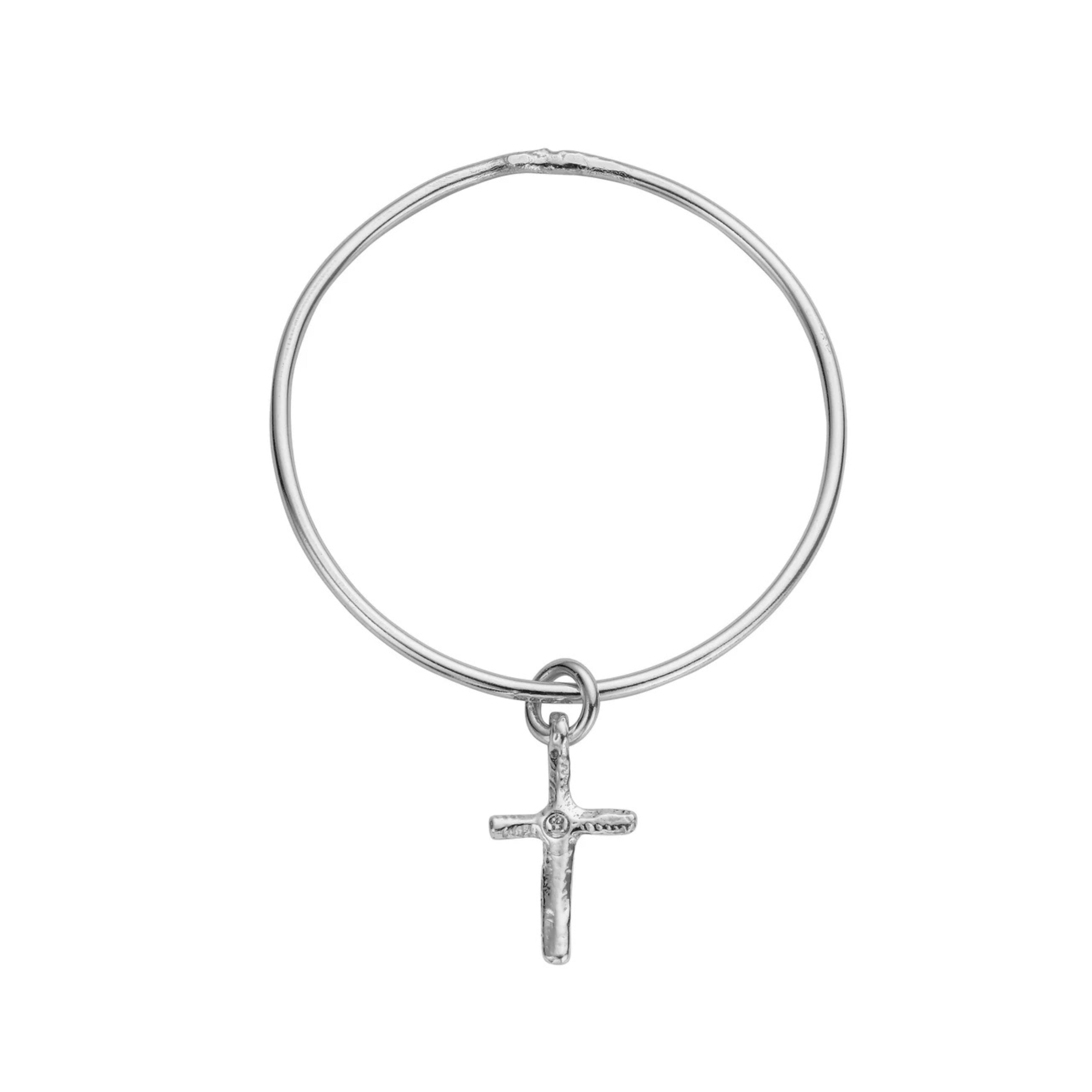 Silver Medium Cross Bangle