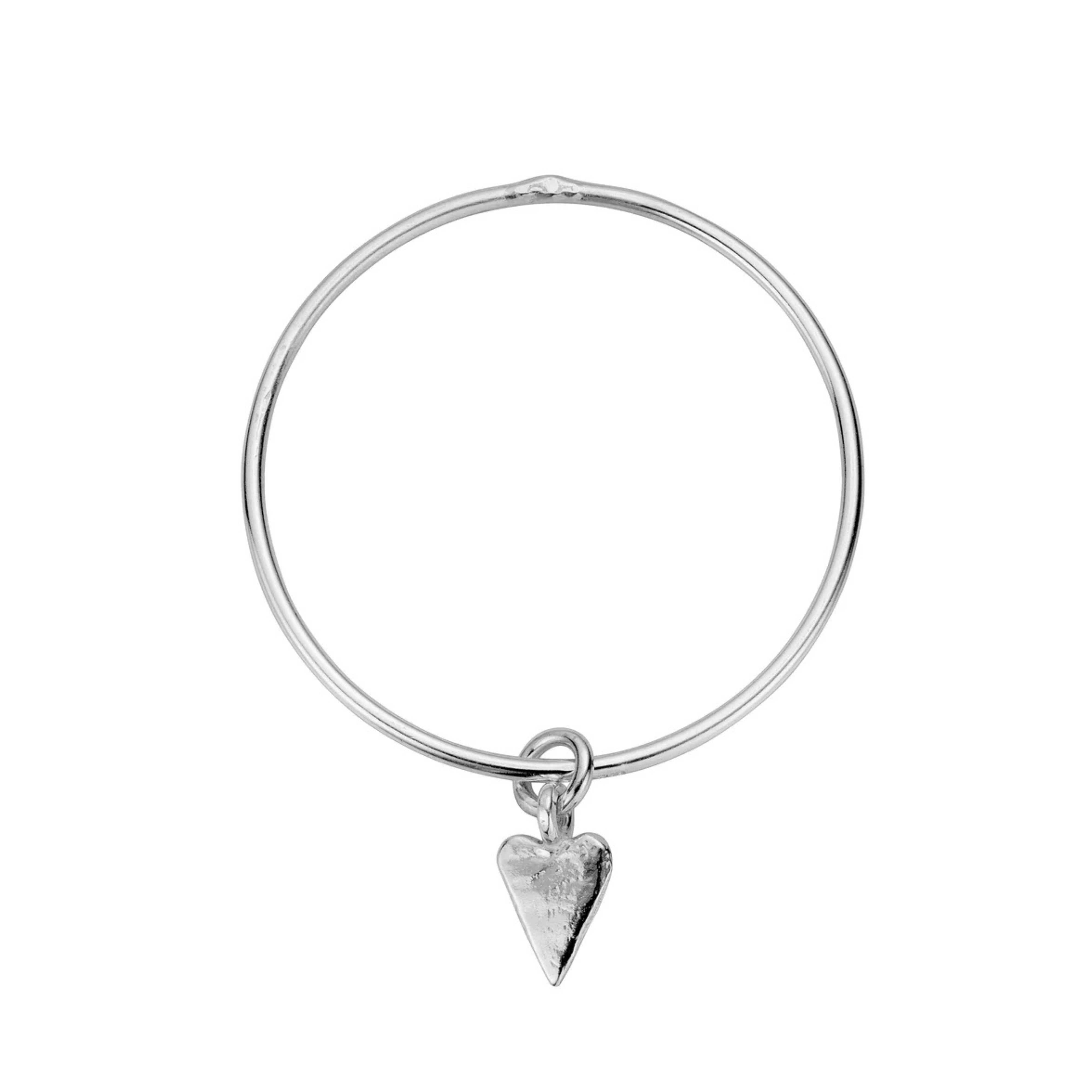 Silver Medium Heart Bangle