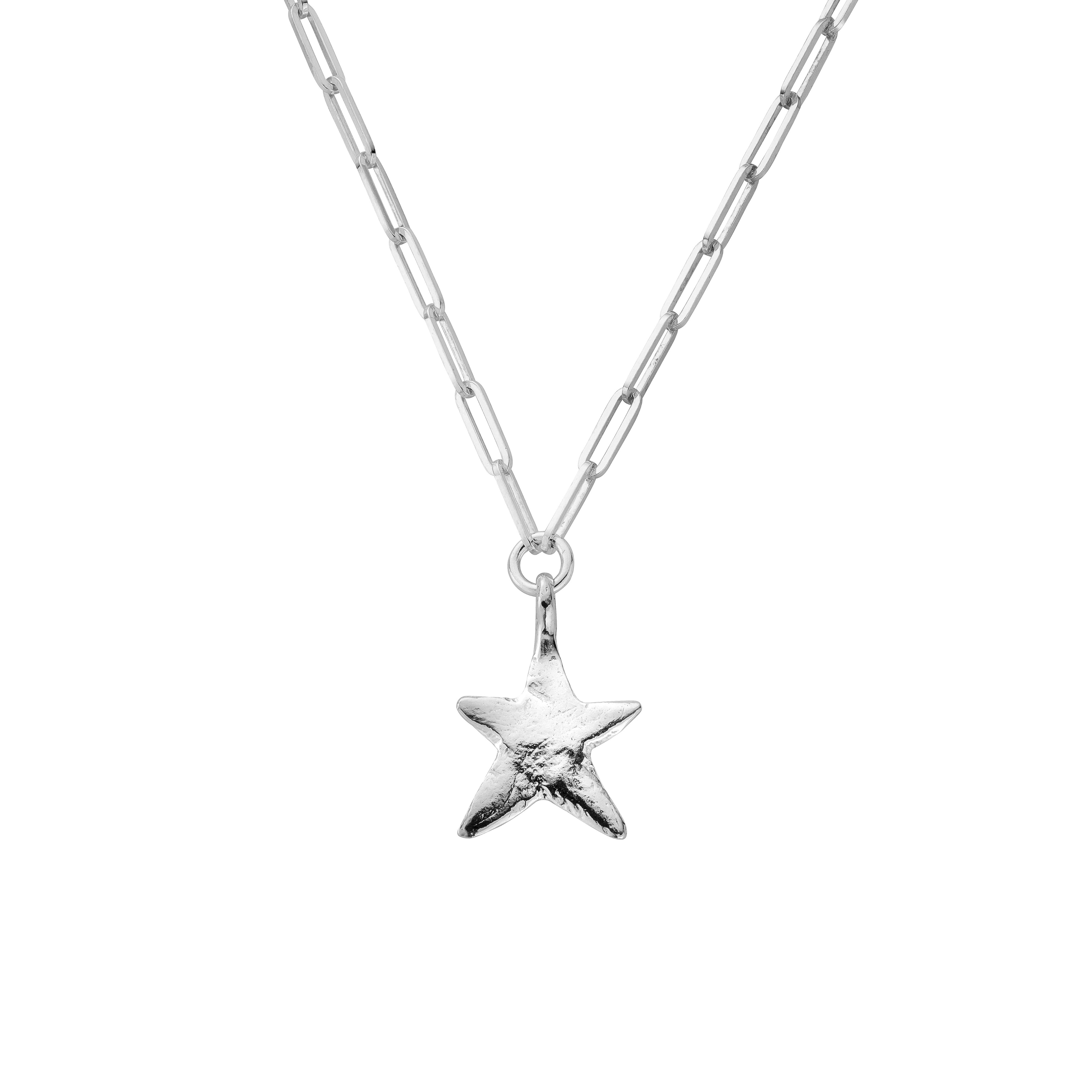 Silver Midi Star Trace Chain Necklace