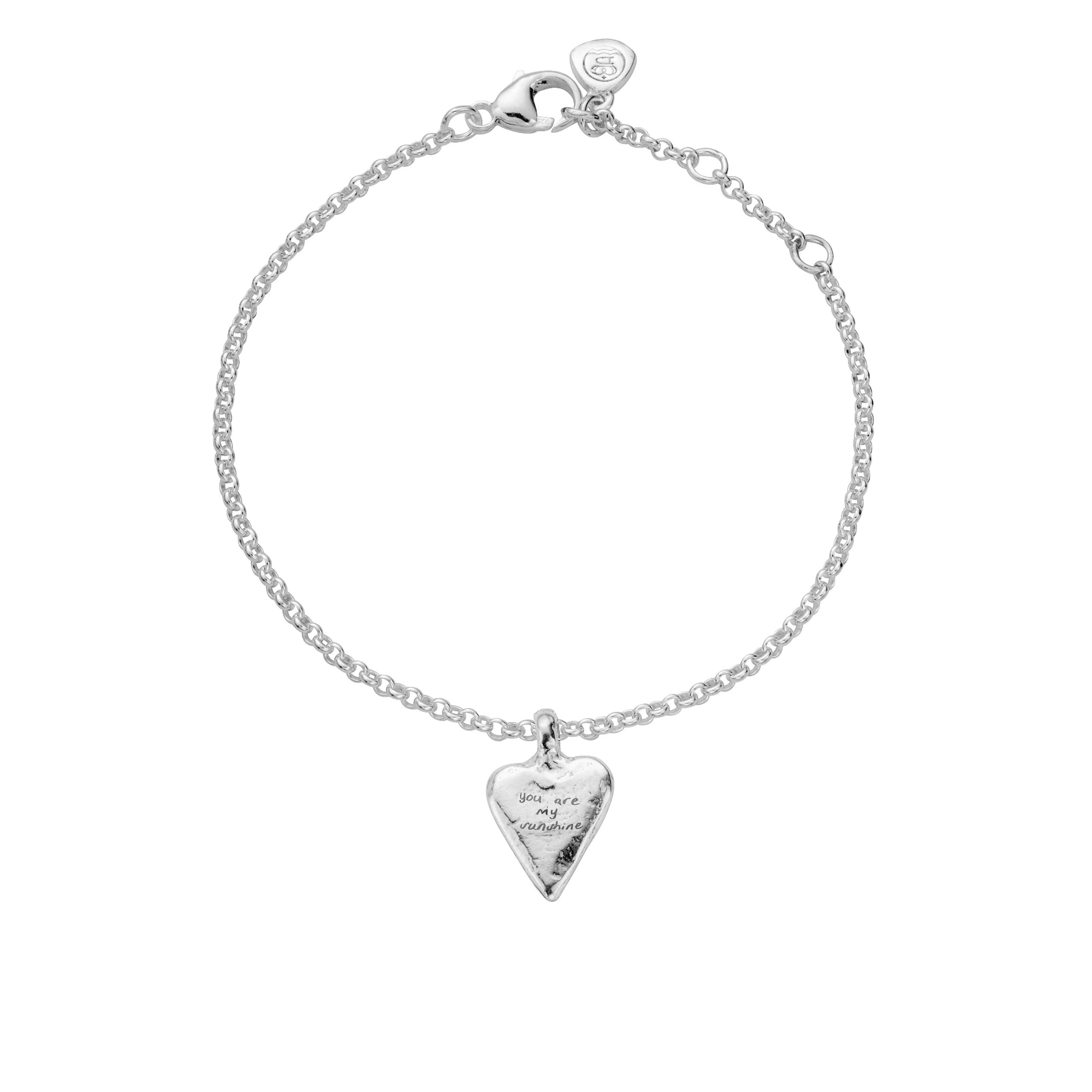 Silver Mini Heart Chain Bracelet with Handwriting