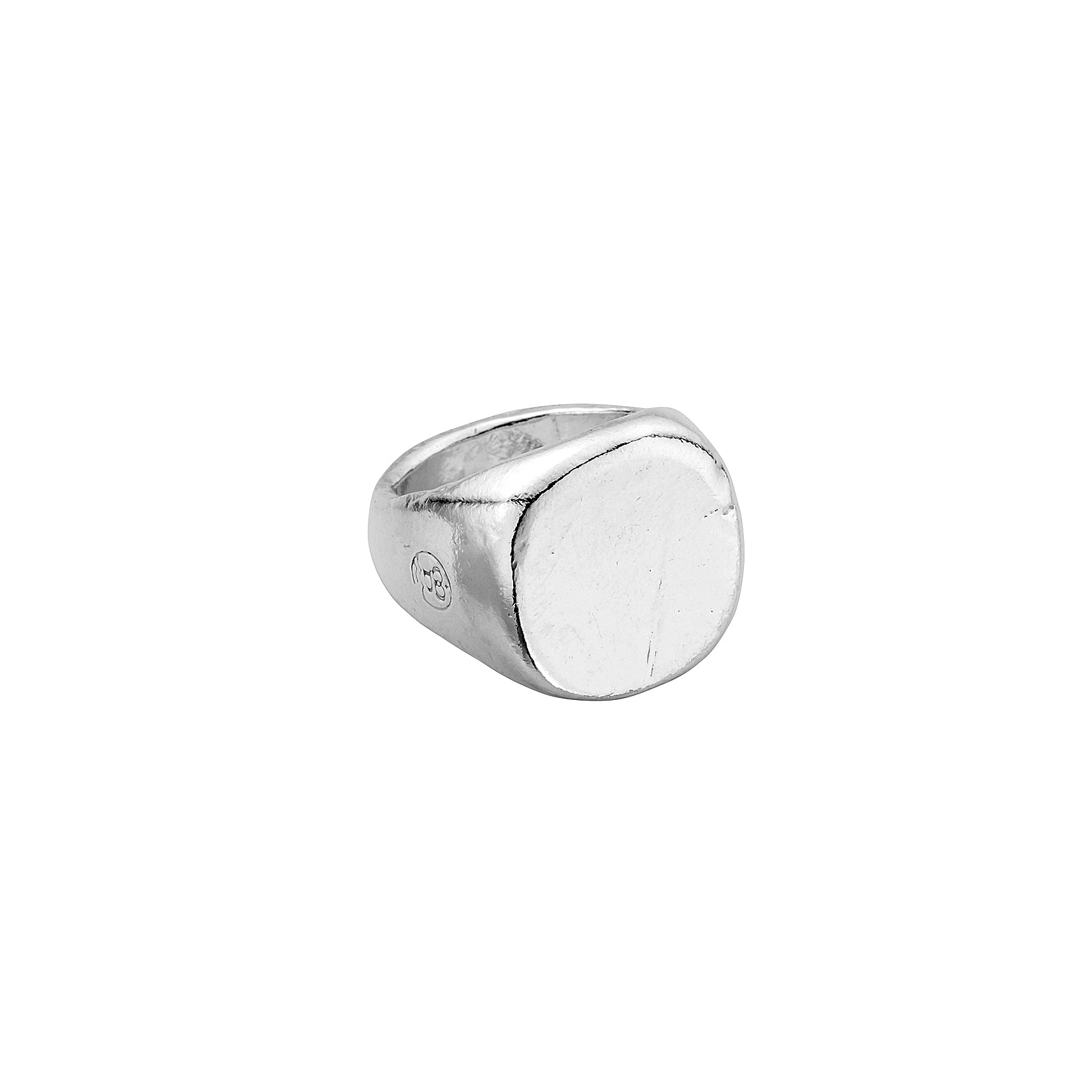Silver Pebble Signet Ring with Handwriting