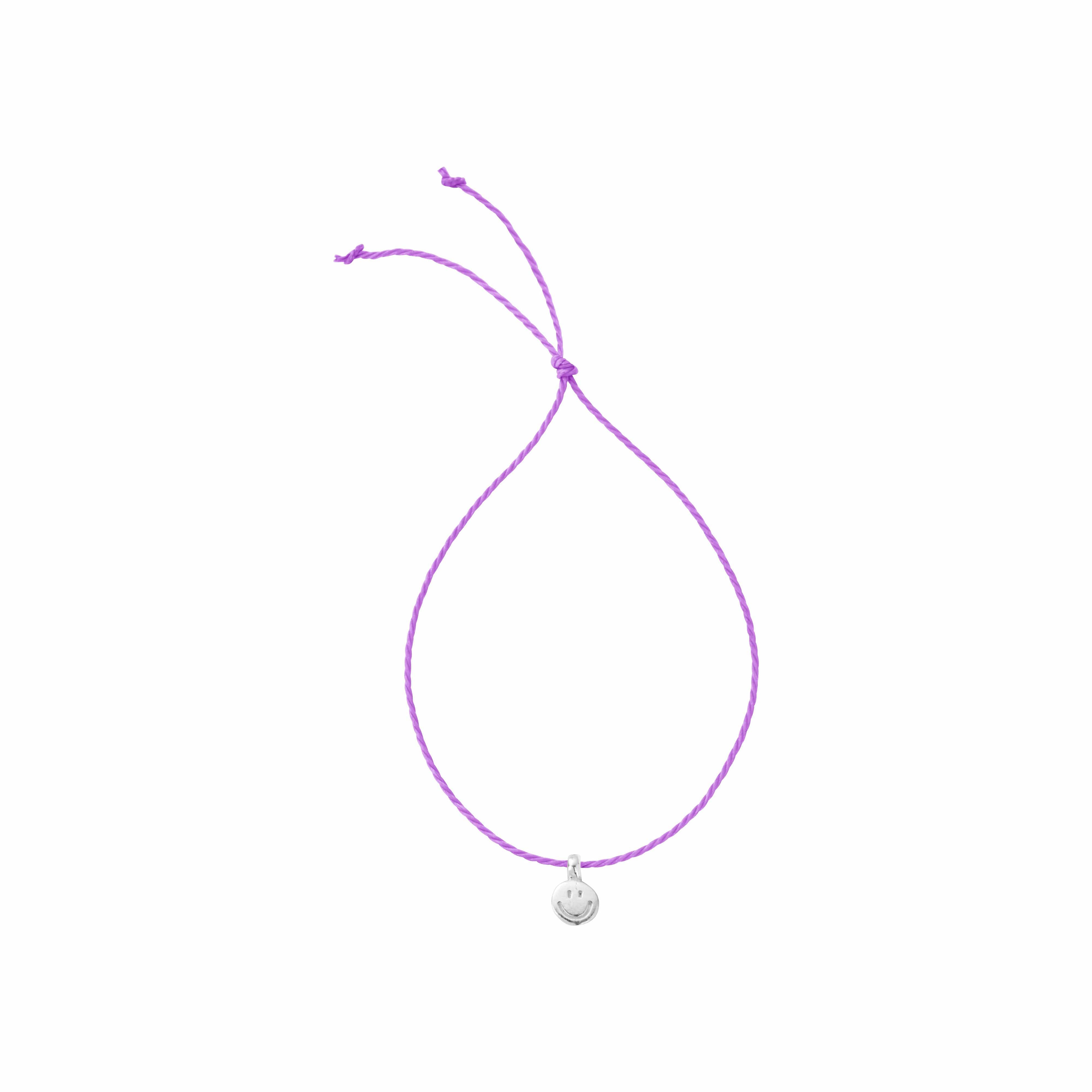 Silver Smiley Face Cord Bracelet