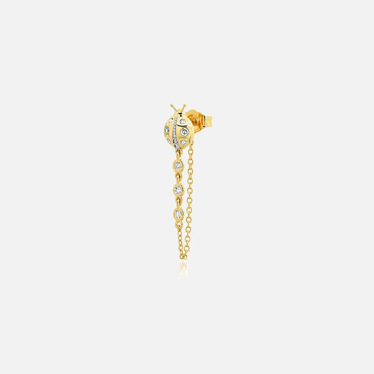 Diamond Ladybug Stud with Diamond Chain