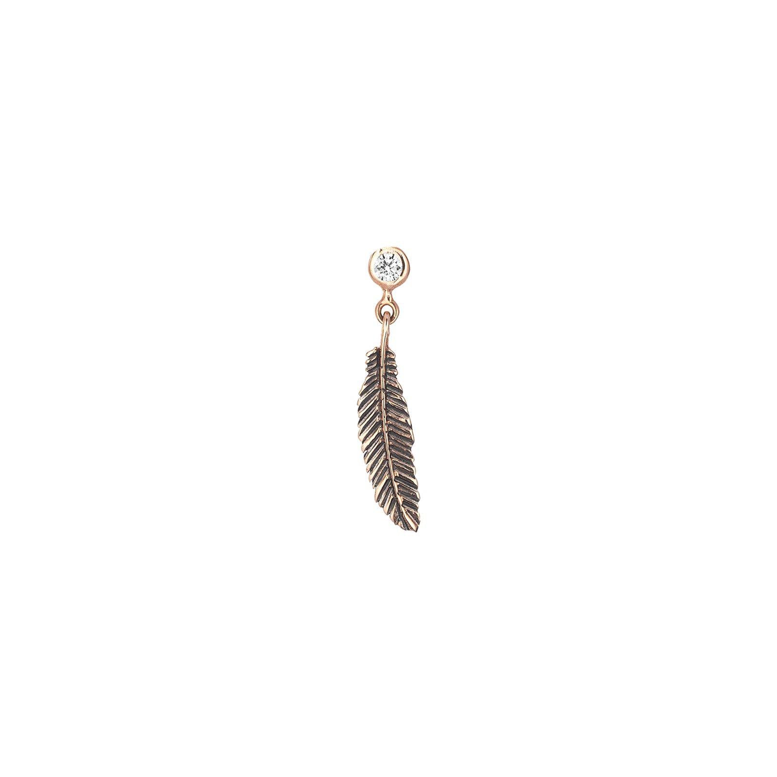 Solitaire Feather Eardrop
