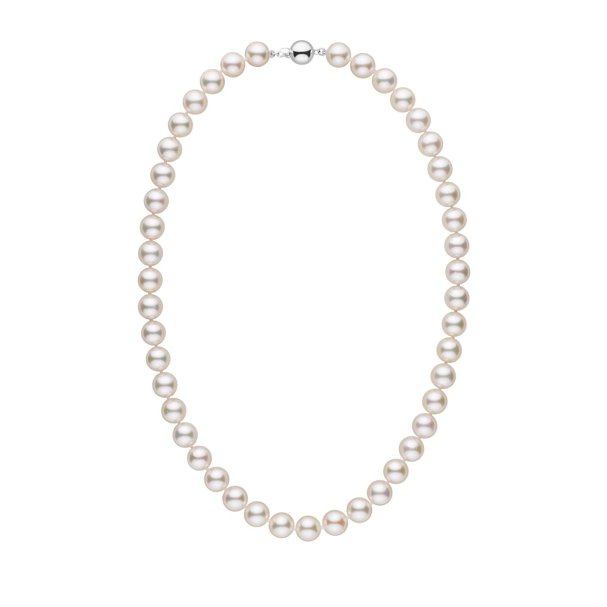 9.0-9.5 mm AA+ White Akoya Pearl Necklace