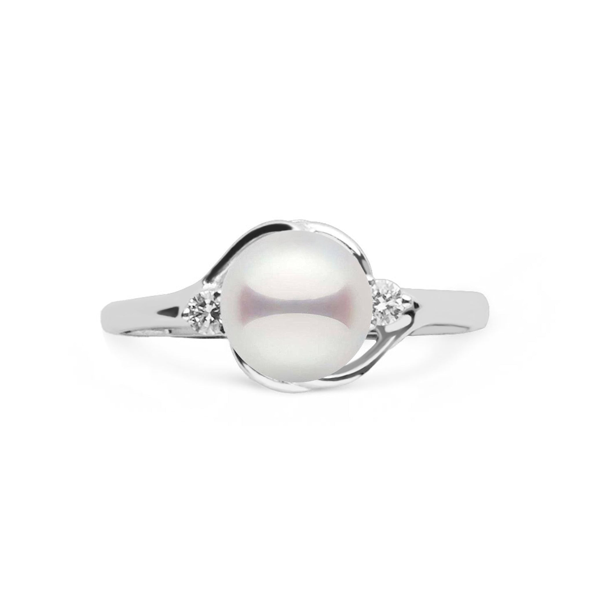 Tiara Collection 6.5-7.0 mm Akoya Pearl and Diamond Ring