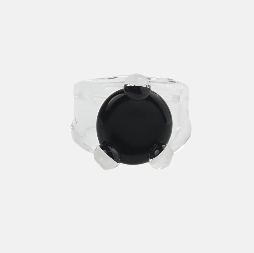 Disc Prong Set Ring, Black