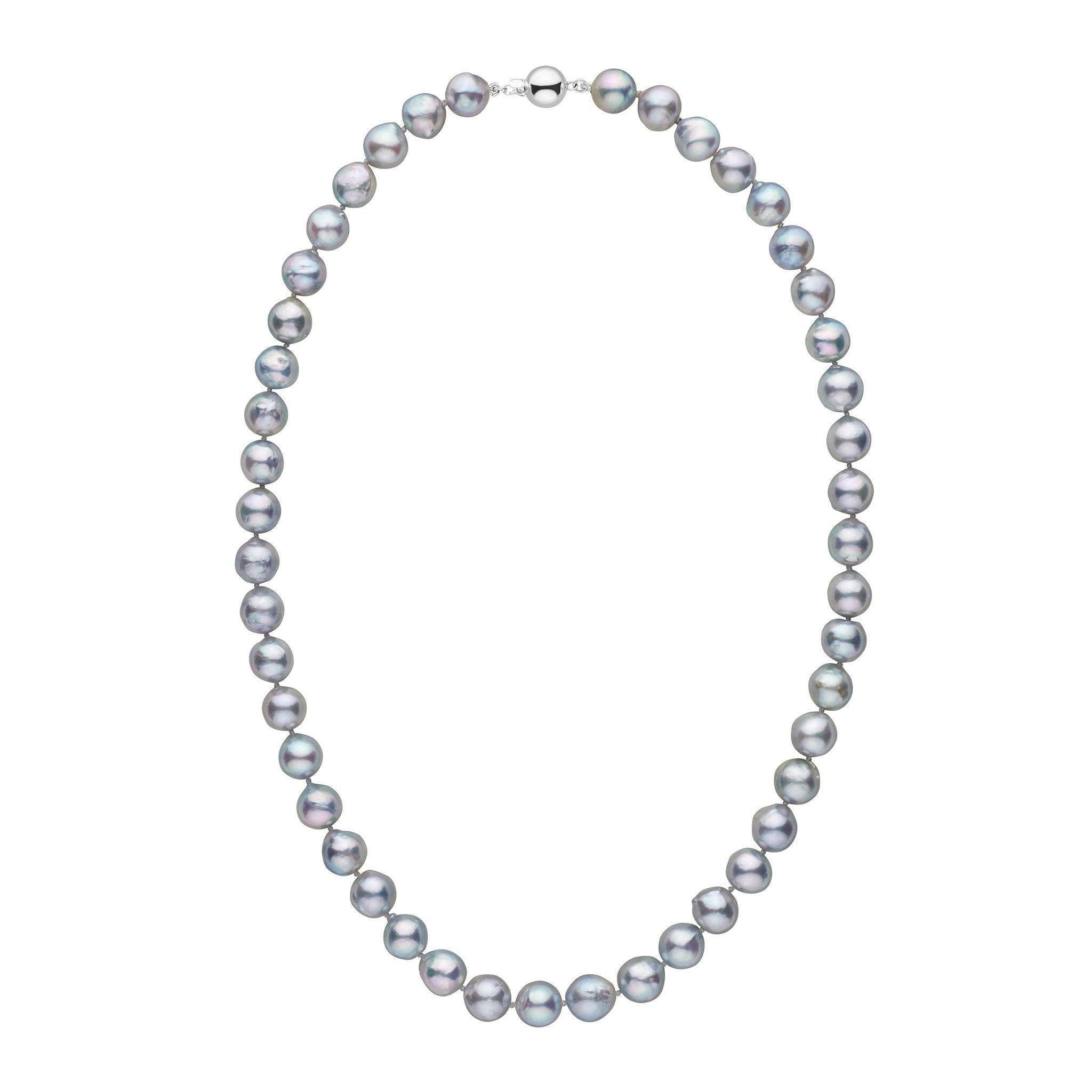 8.5-9.0 mm Silver-Blue Akoya Baroque Pearl Necklace
