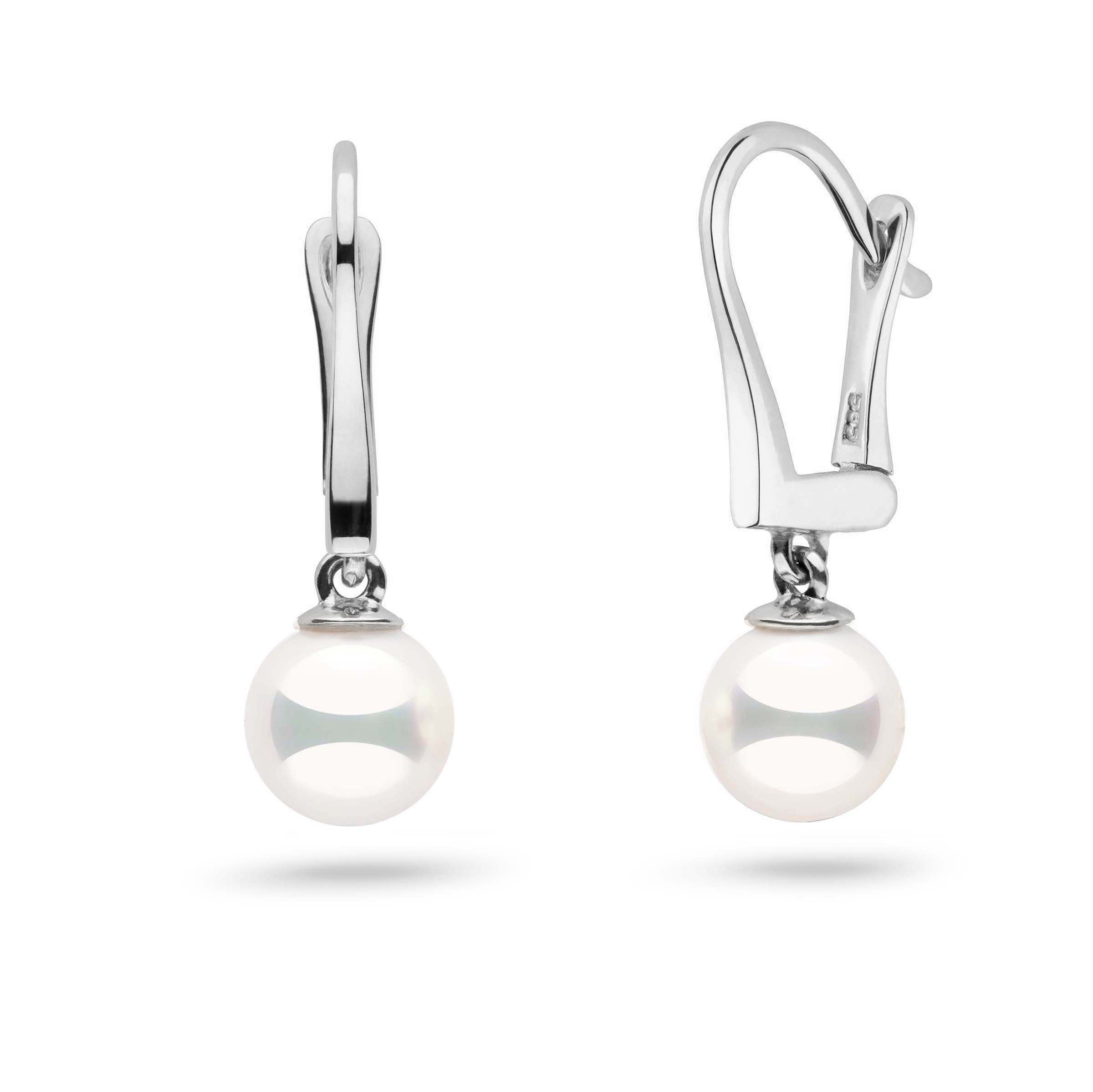 Classic Collection 7.0-7.5 mm Natural White Hanadama Pearl Dangle Earrings