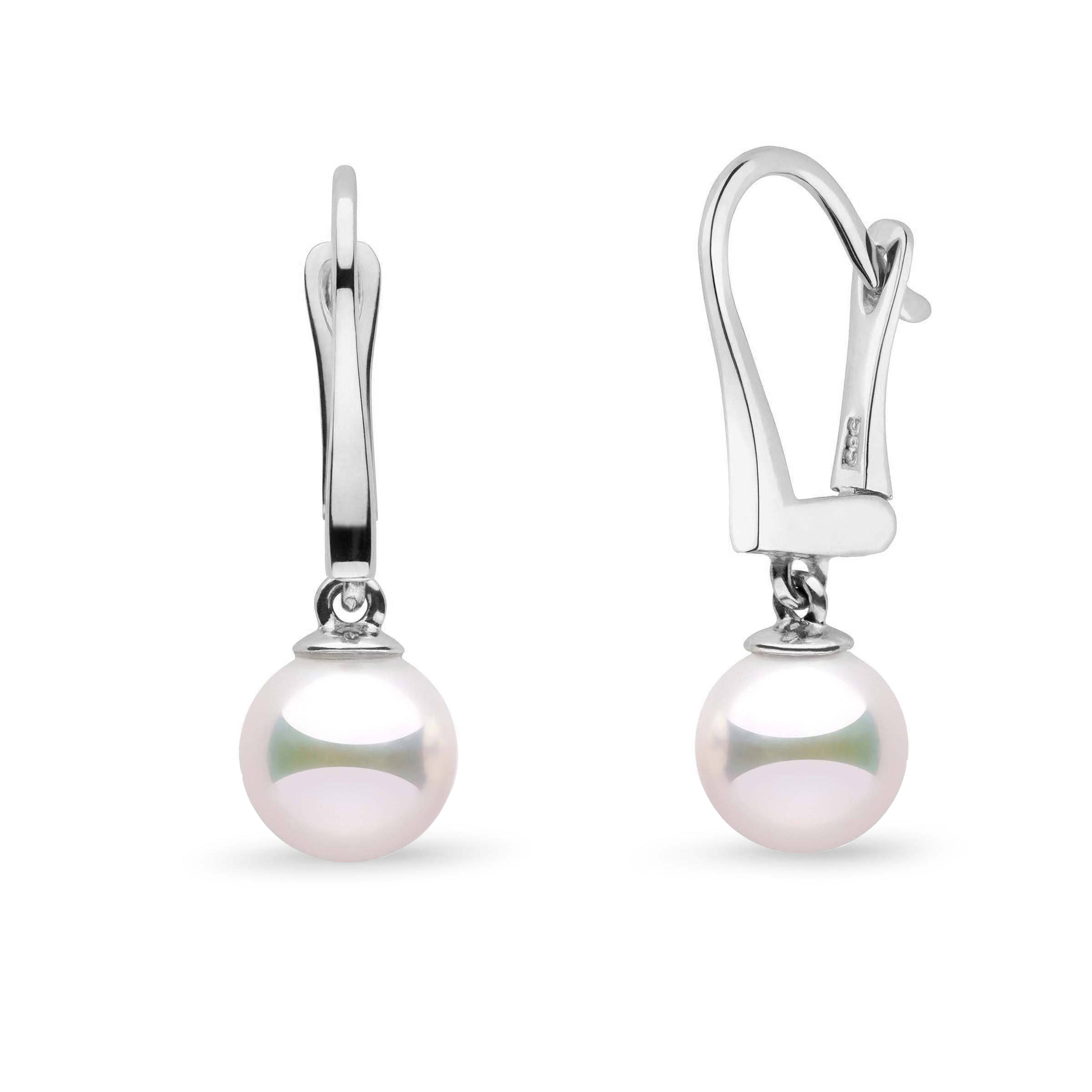 Classic Collection 7.5-8.0 mm White Hanadama Pearl Dangle Earrings