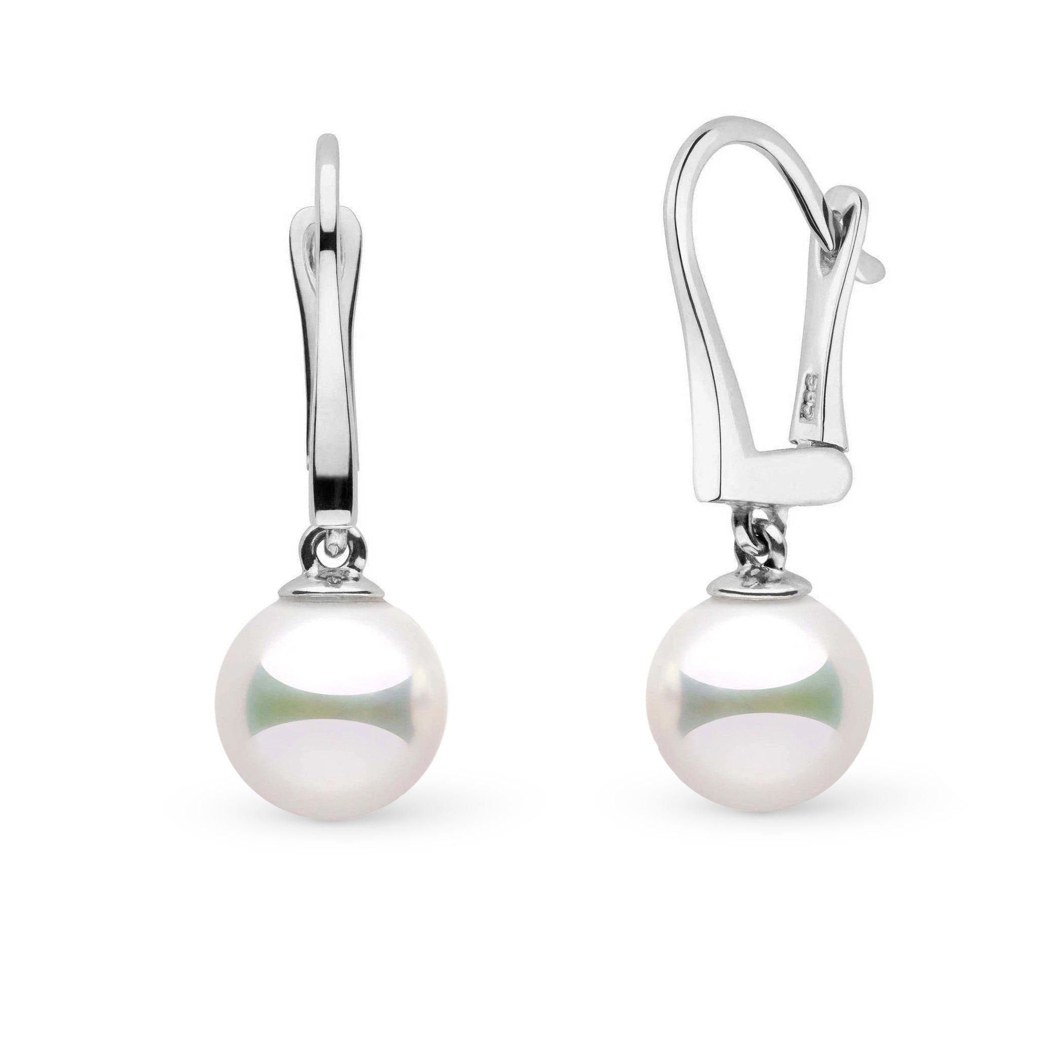 Classic Collection 8.5-9.0 mm Natural White Hanadama Pearl Dangle Earrings