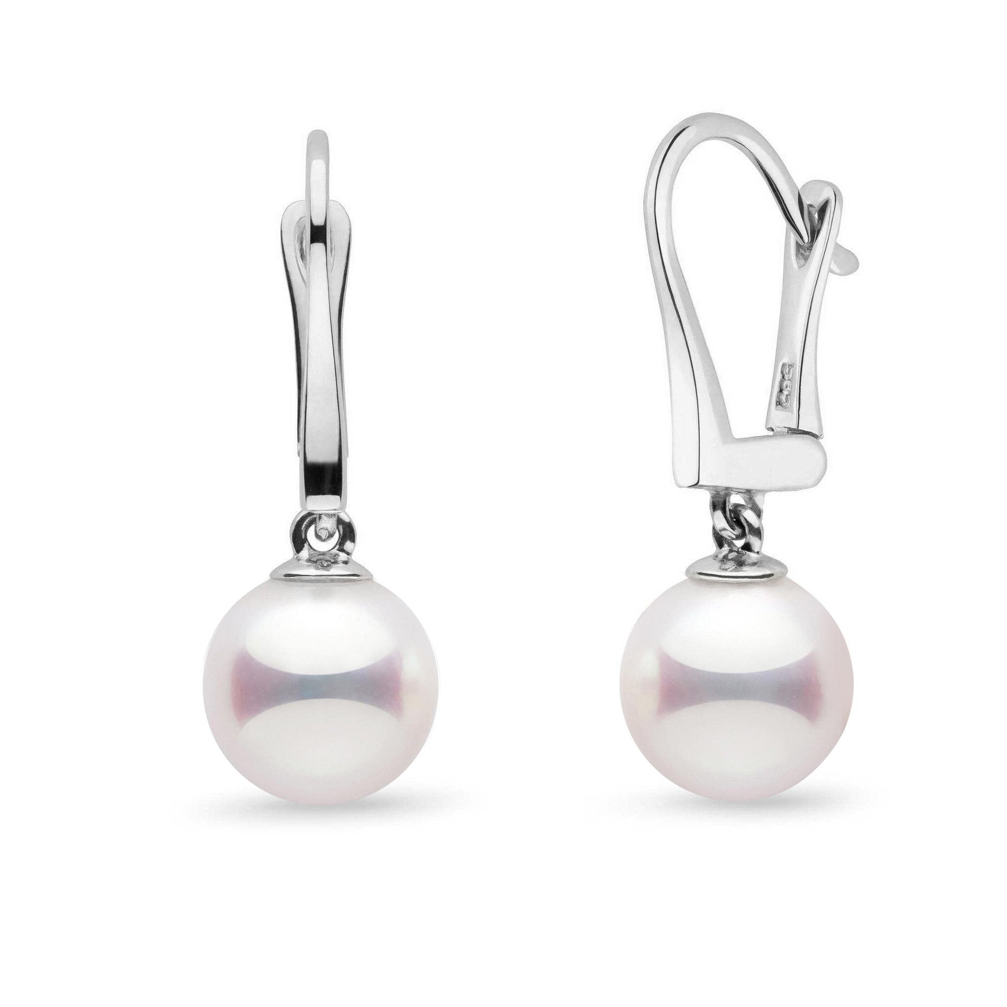Classic Collection 9.0-9.5 mm White Hanadama Pearl Dangle Earrings