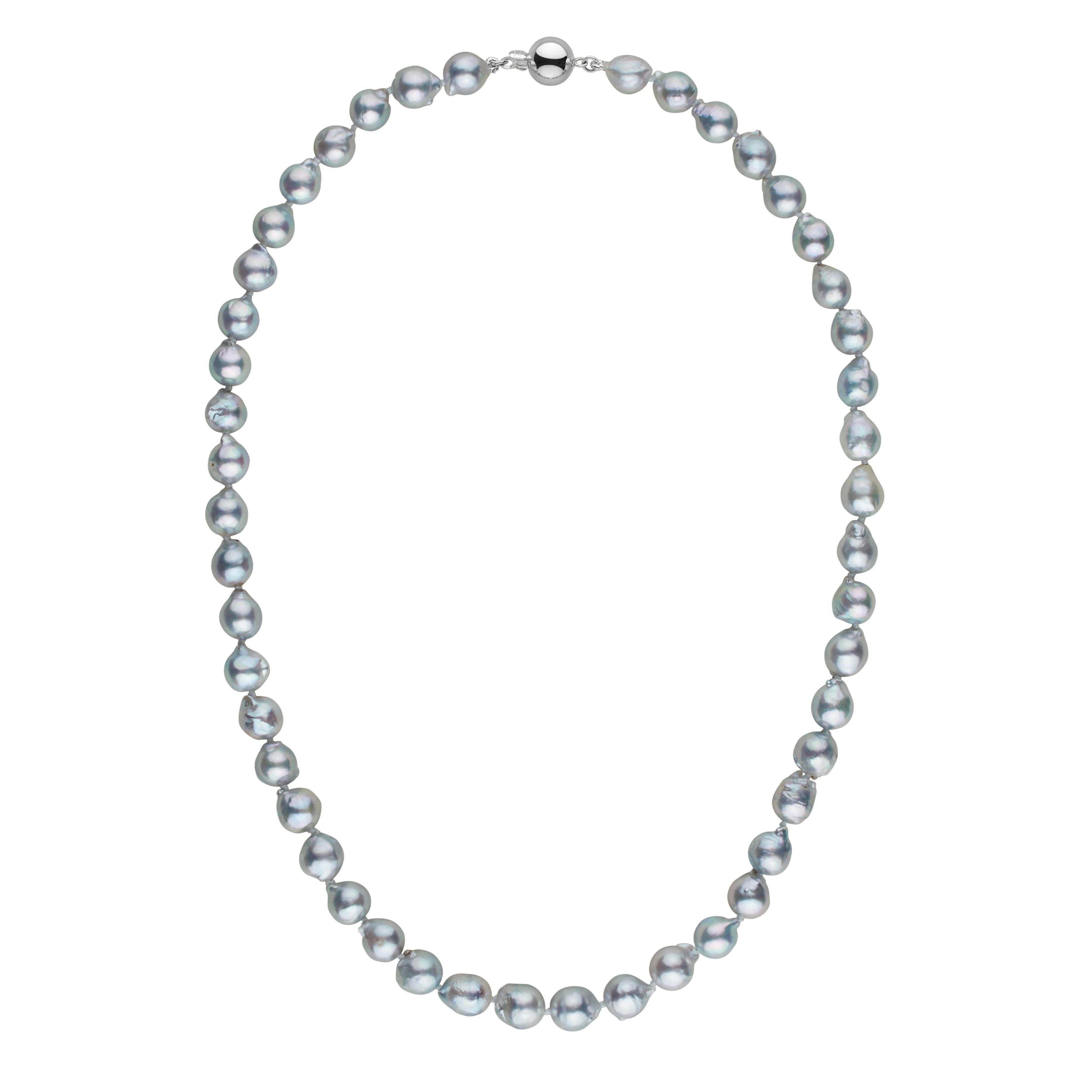 7.5-8.0 mm Silver-Blue Akoya Baroque Pearl Necklace