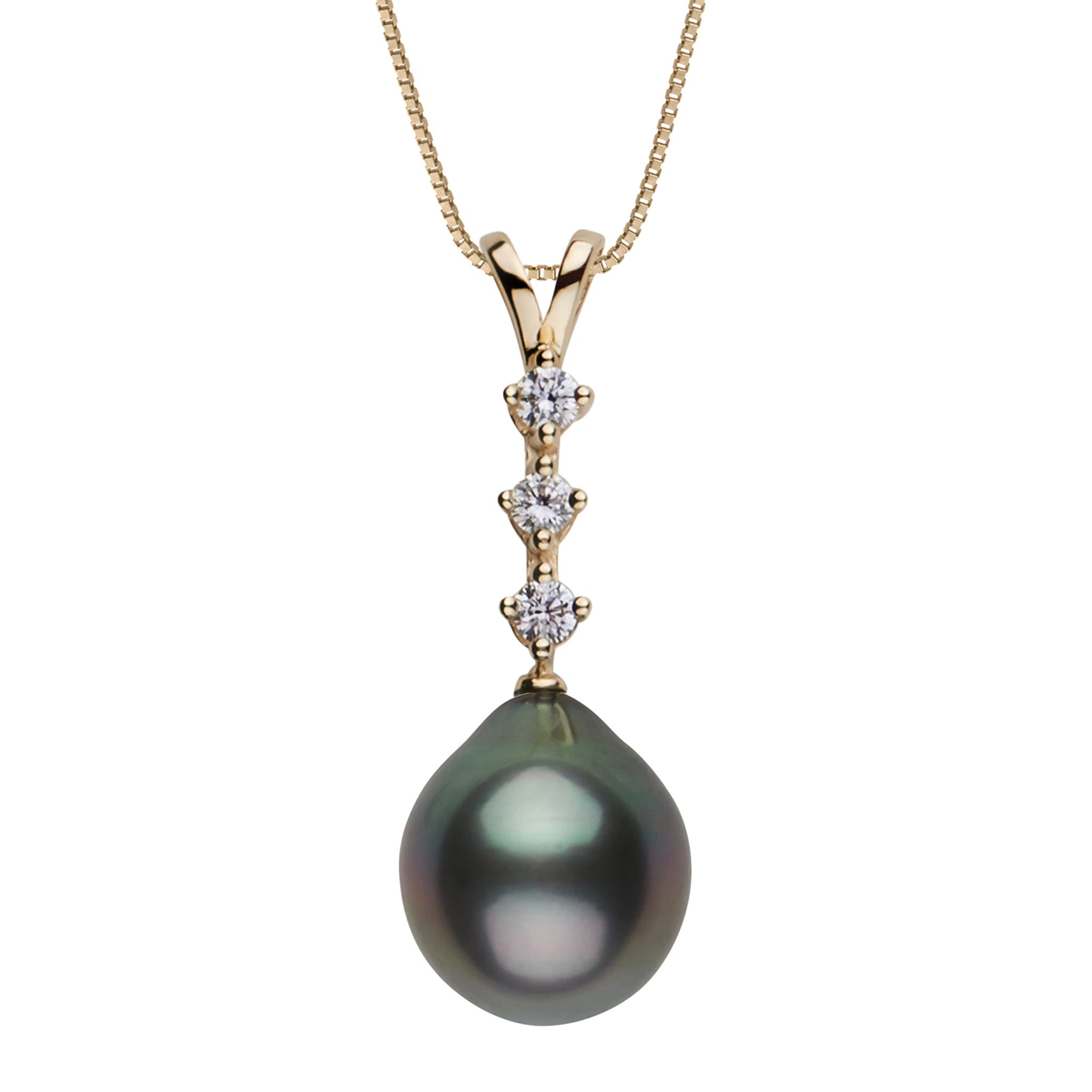 11.0-12.0 mm Tahitian Drop Pearl and Diamond Luminary Pendant