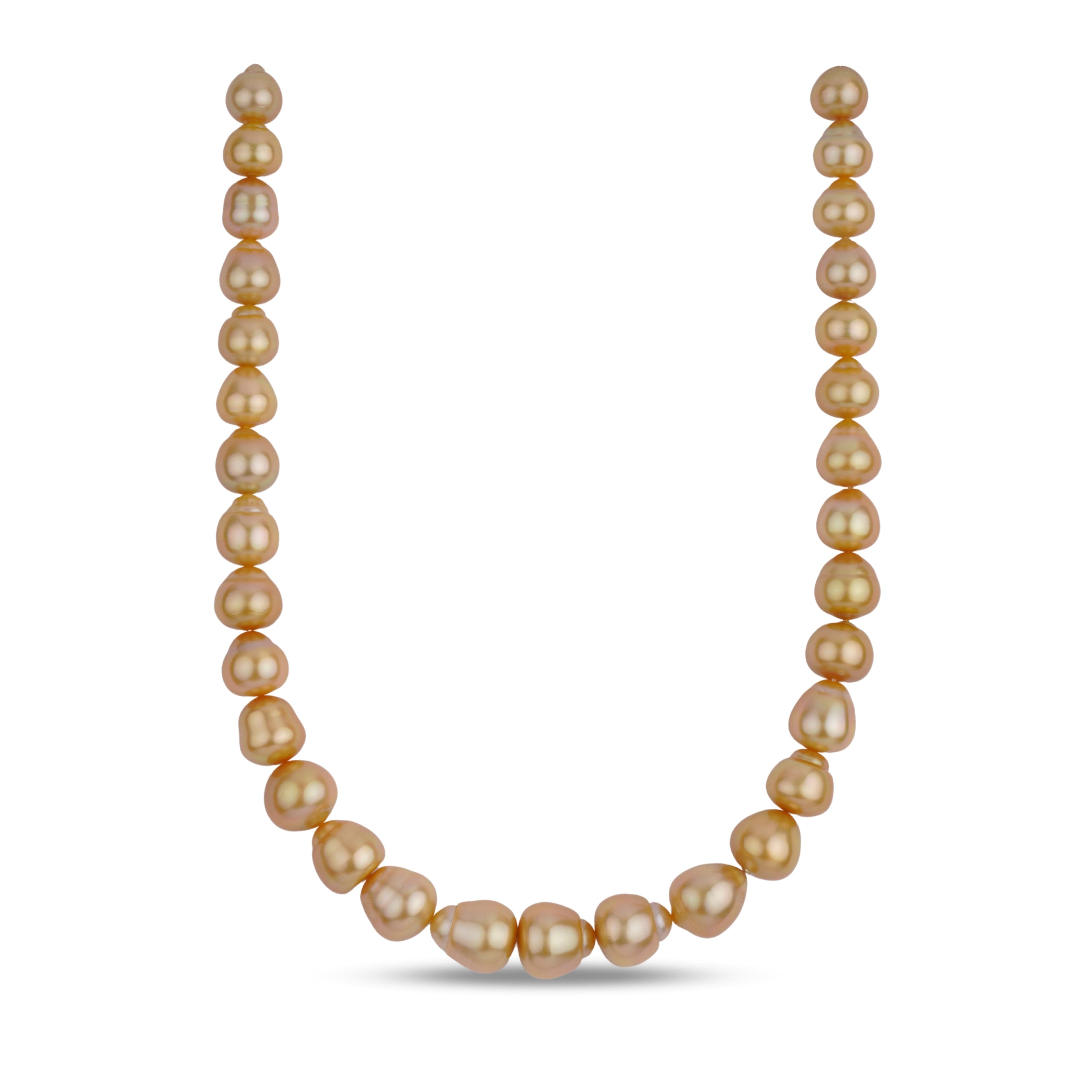 11.3-15.0 mm AA+/AAA Golden South Sea Baroque Pearl Necklace