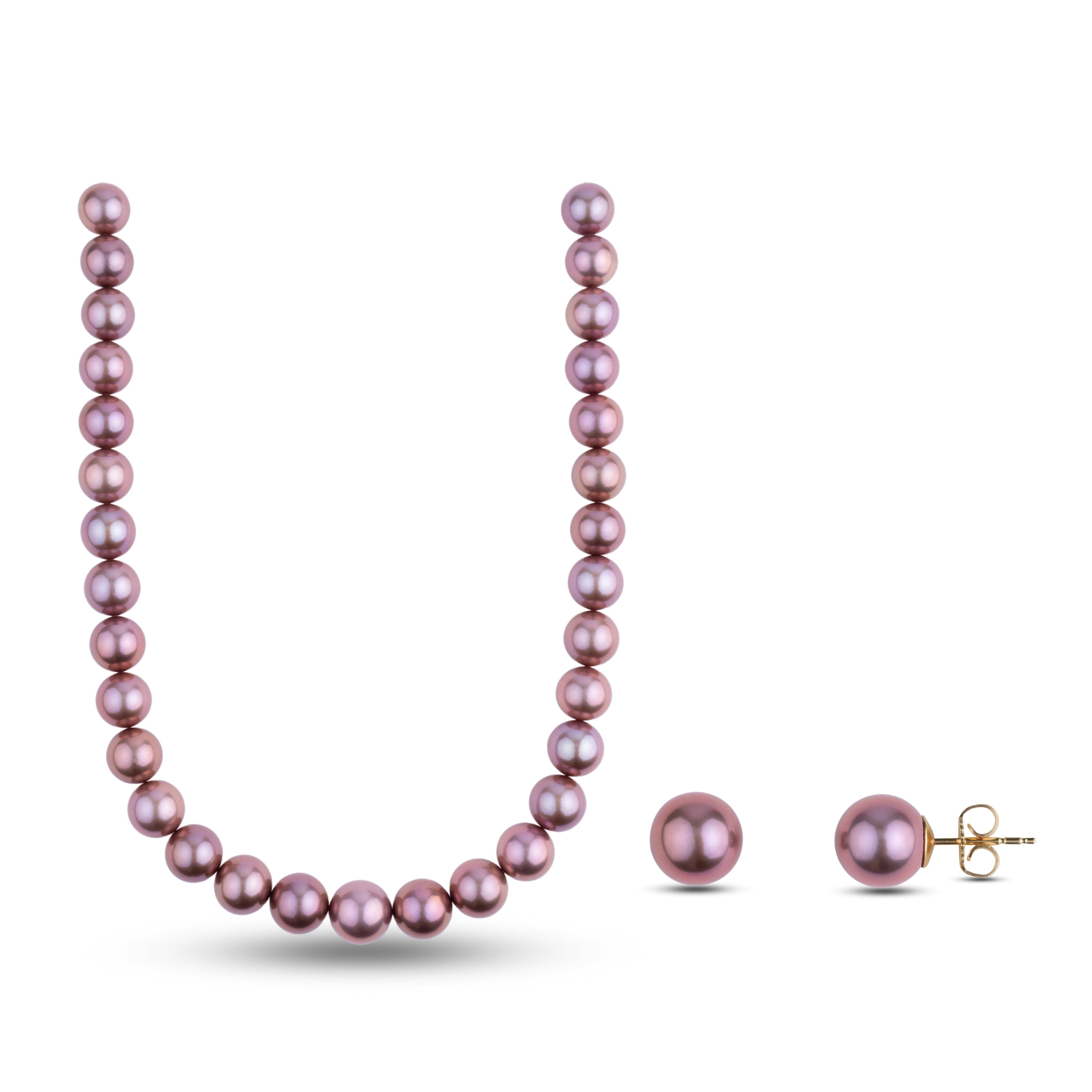 13.1-15.5 mm Lavender Edison Freshwater Pearl Necklace and Matching Earring Set