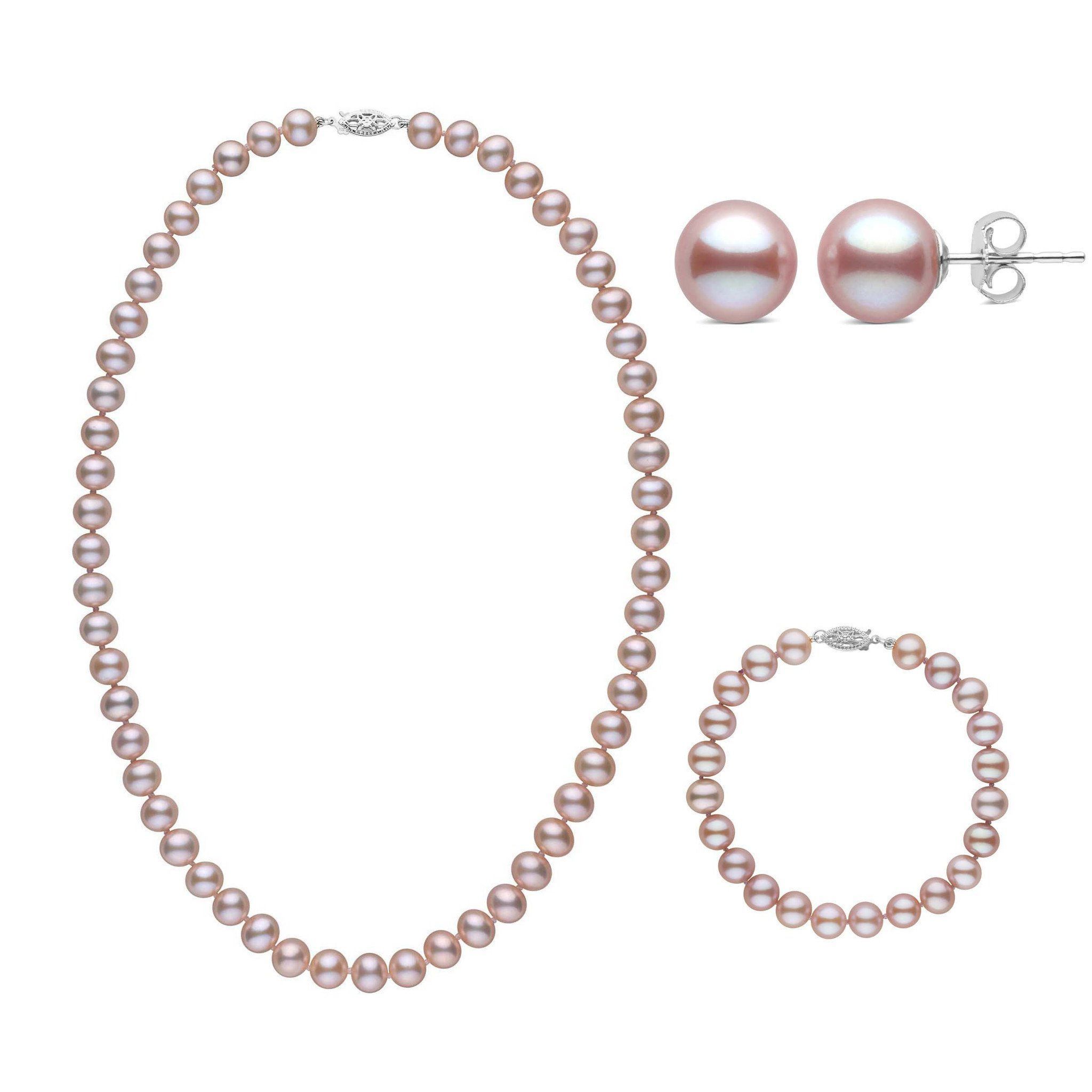 3-Piece Set of 7.5-8.0 mm AA+ Lavender Freshwater Pearls