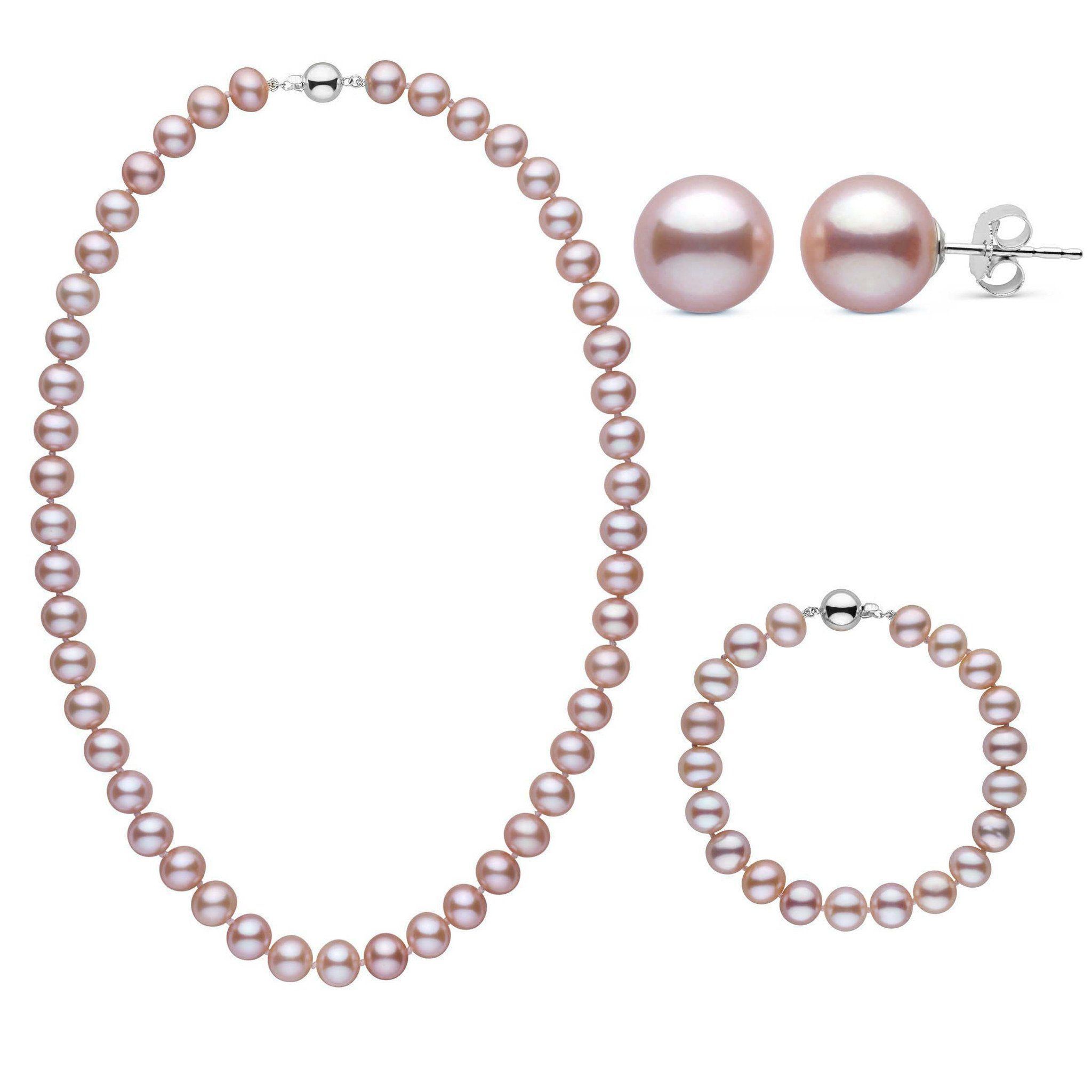 3-Piece Set of 8.5-9.0 mm AA+ Lavender Freshwater Pearls