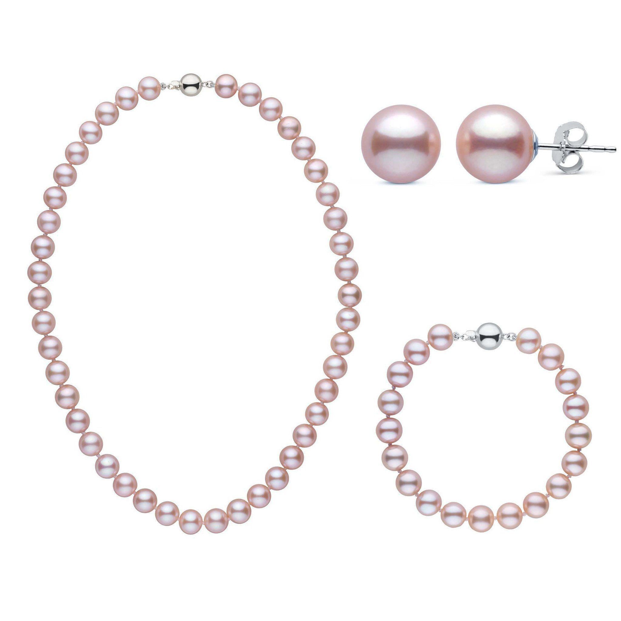 3-Piece Set of 8.5-9.0 mm AAA Lavender Freshwater Pearls