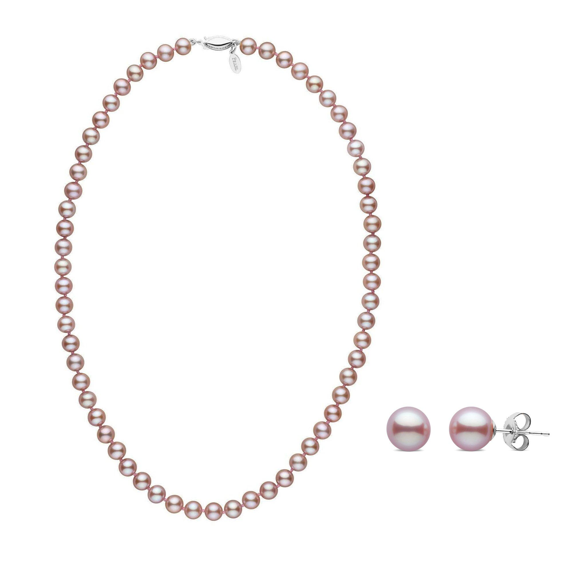 6.5-7.0 mm Lavender Freshadama Pearl Necklace and Earring Set