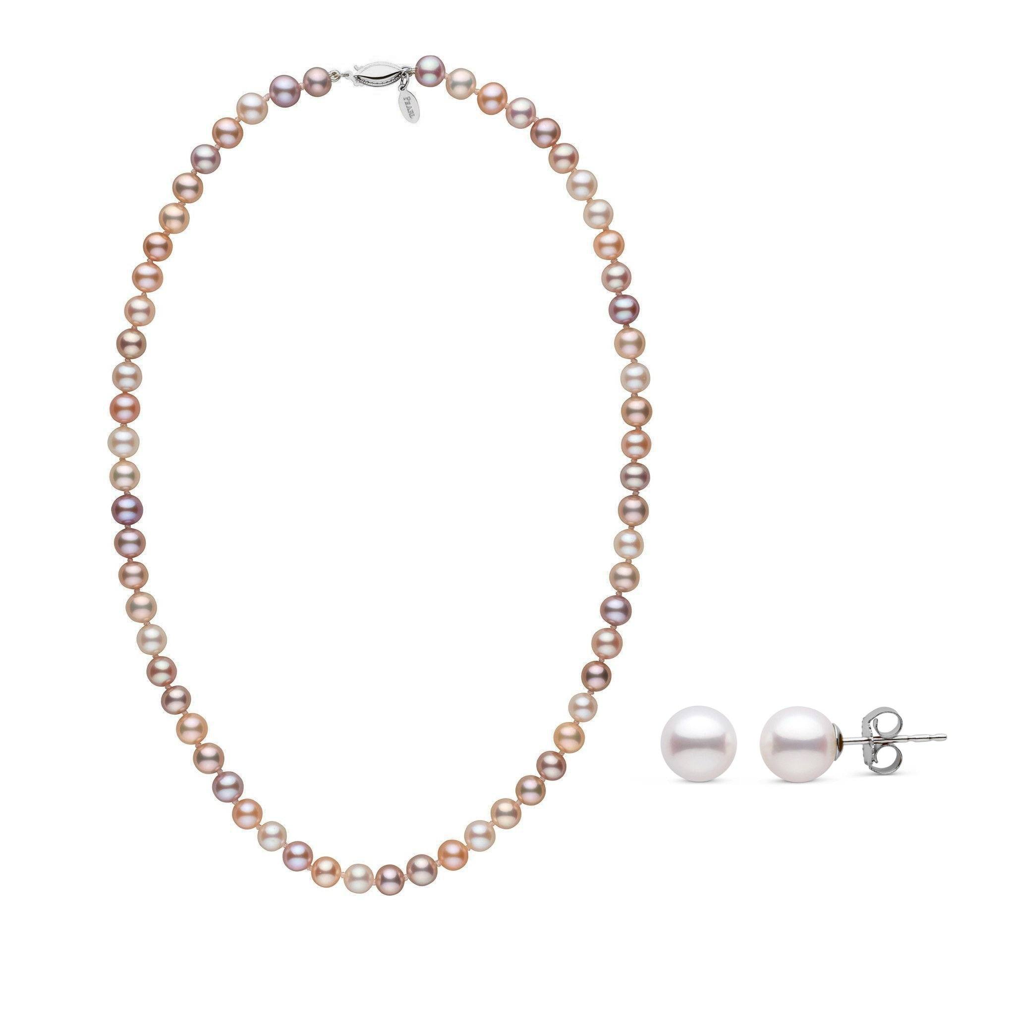 6.5-7.0 mm Multicolor Freshadama Pearl Necklace and Earring Set