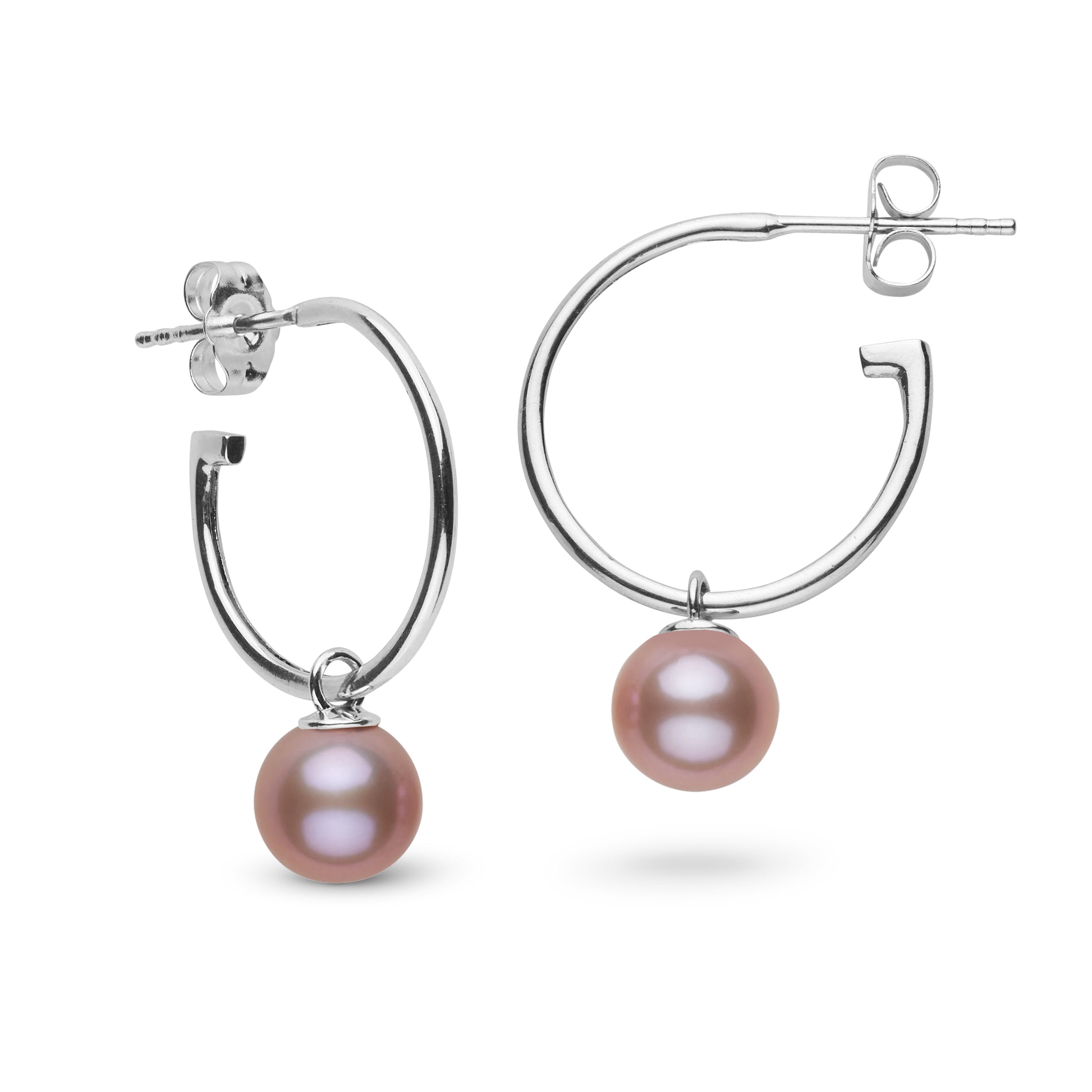 7.5-8.0 mm AAA Lavender Freshwater Pearl Charm Hoop Earrings 3 7.5-8.0 mm AAA Lavender Freshwater Pearl Charm Hoop Earrings