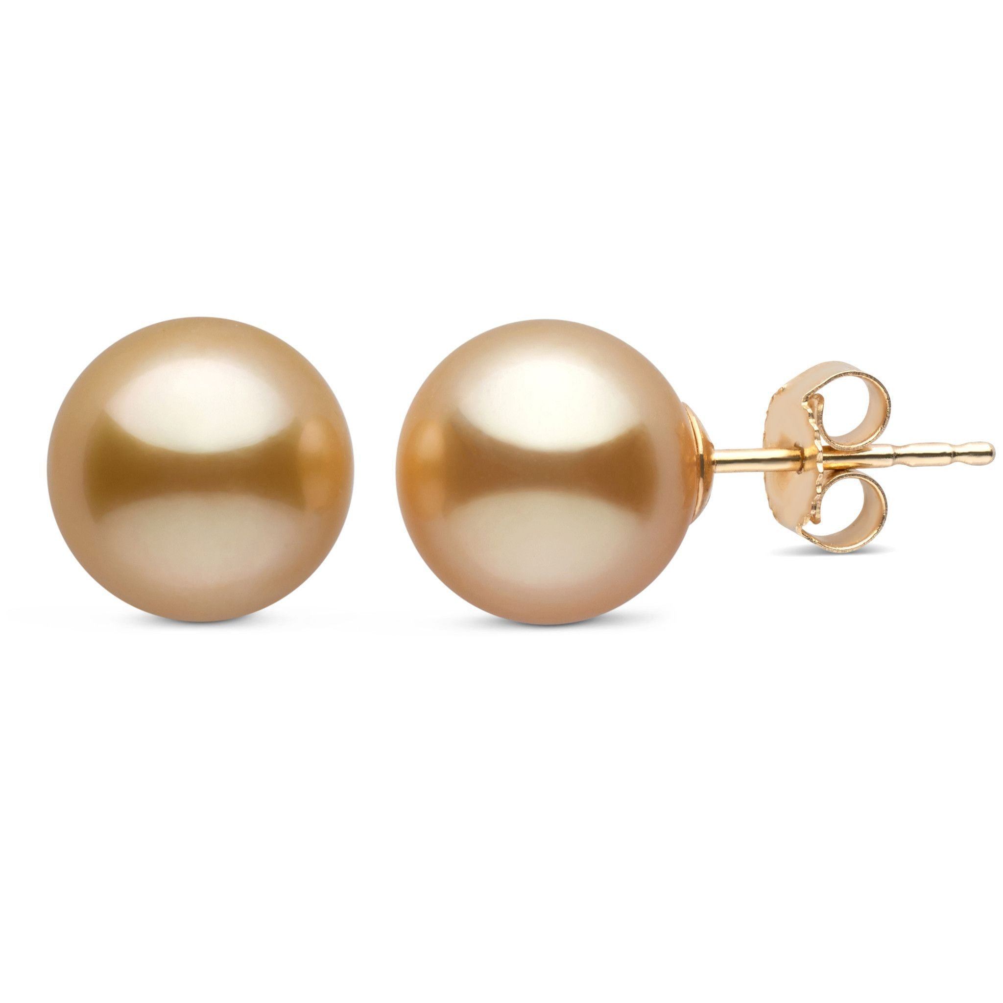 8.0-9.0 mm AAA Golden South Sea Pearl Stud Earrings