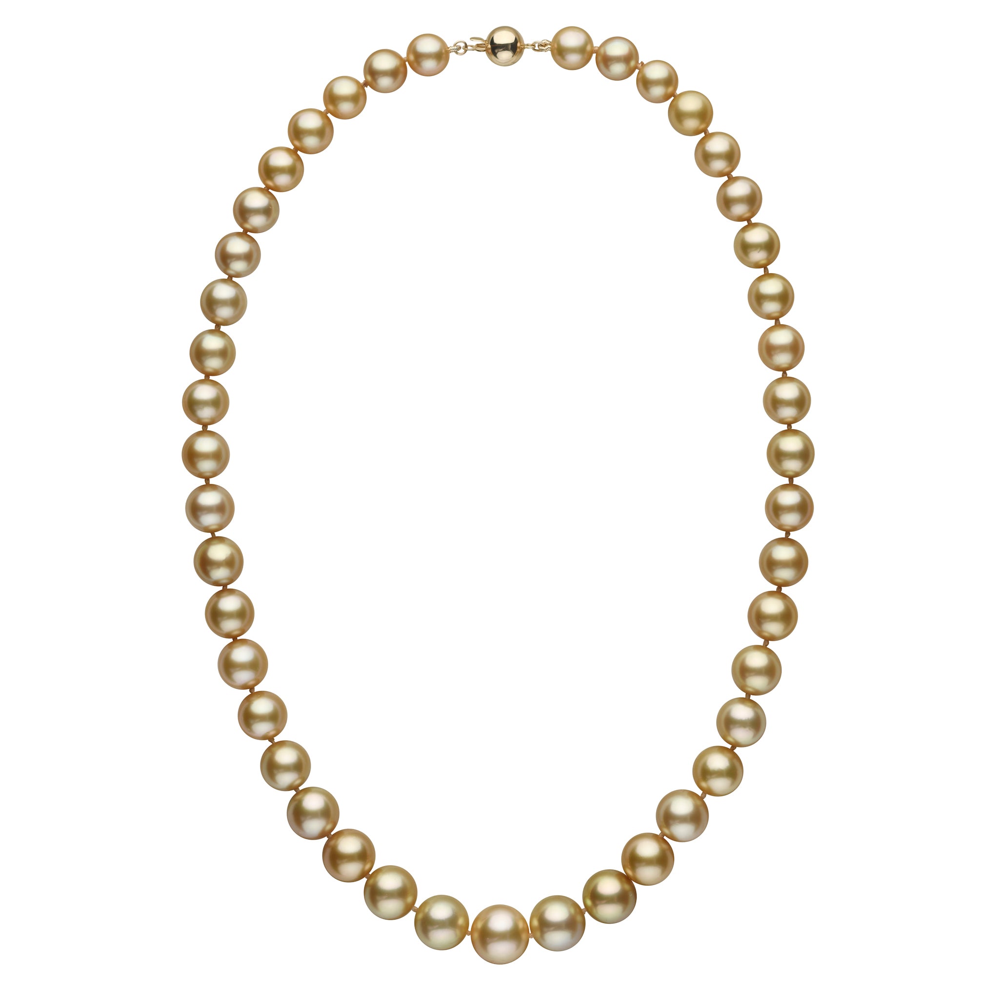 8.4-11.6 mm AA+/AAA Round Golden South Sea Pearl Necklace