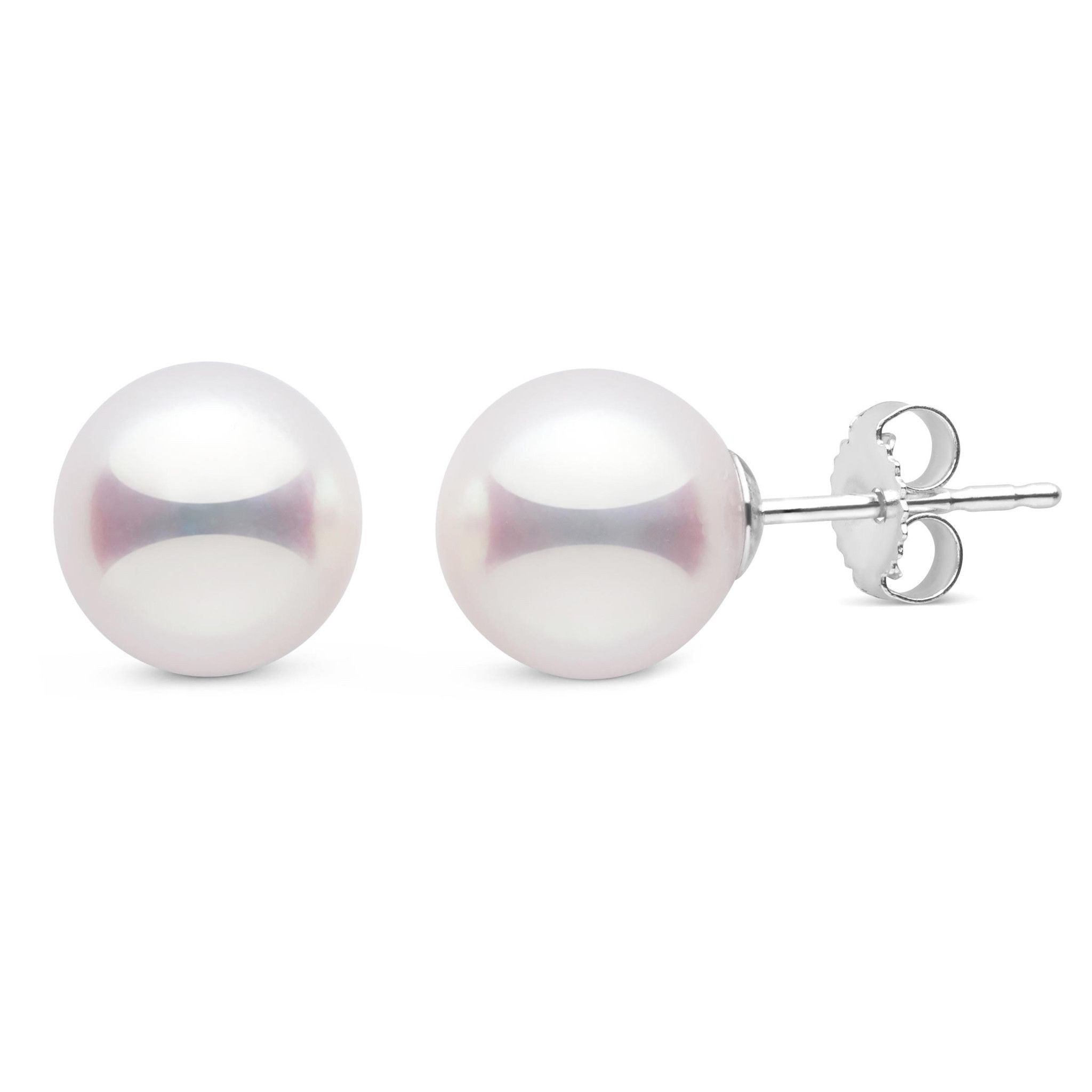 8.5-9.0 mm White Hanadama Pearl Stud Earrings