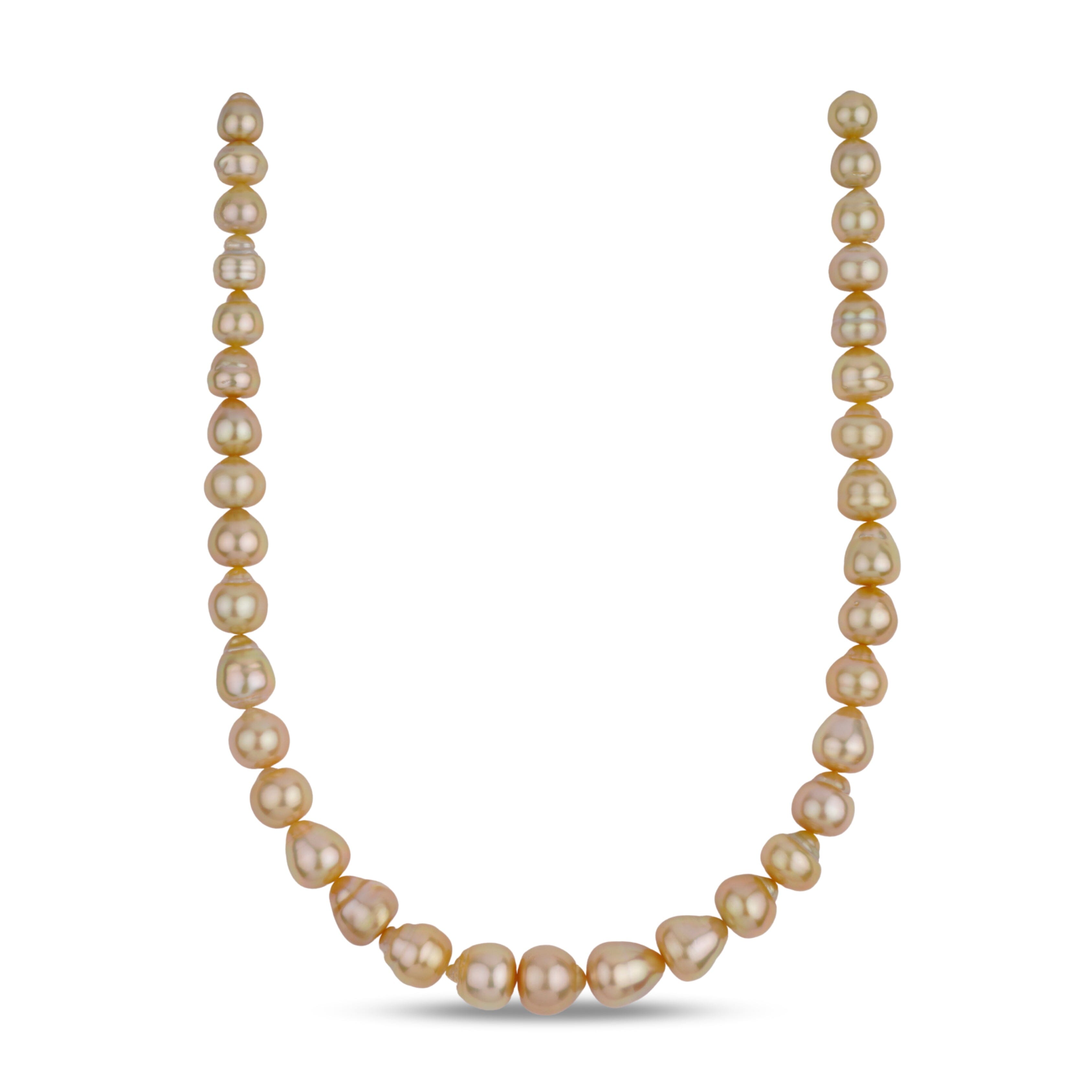 9.0-13.1 mm AAA Golden South Sea Baroque Pearl Necklace