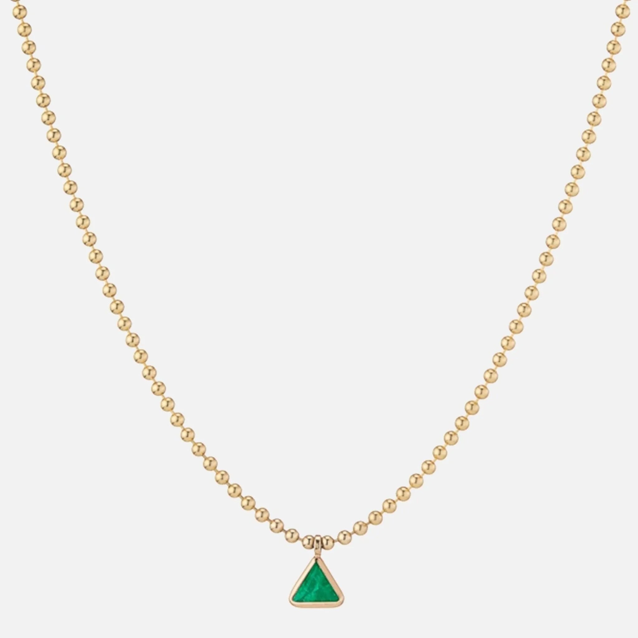 Emerald Ball Chain Necklace