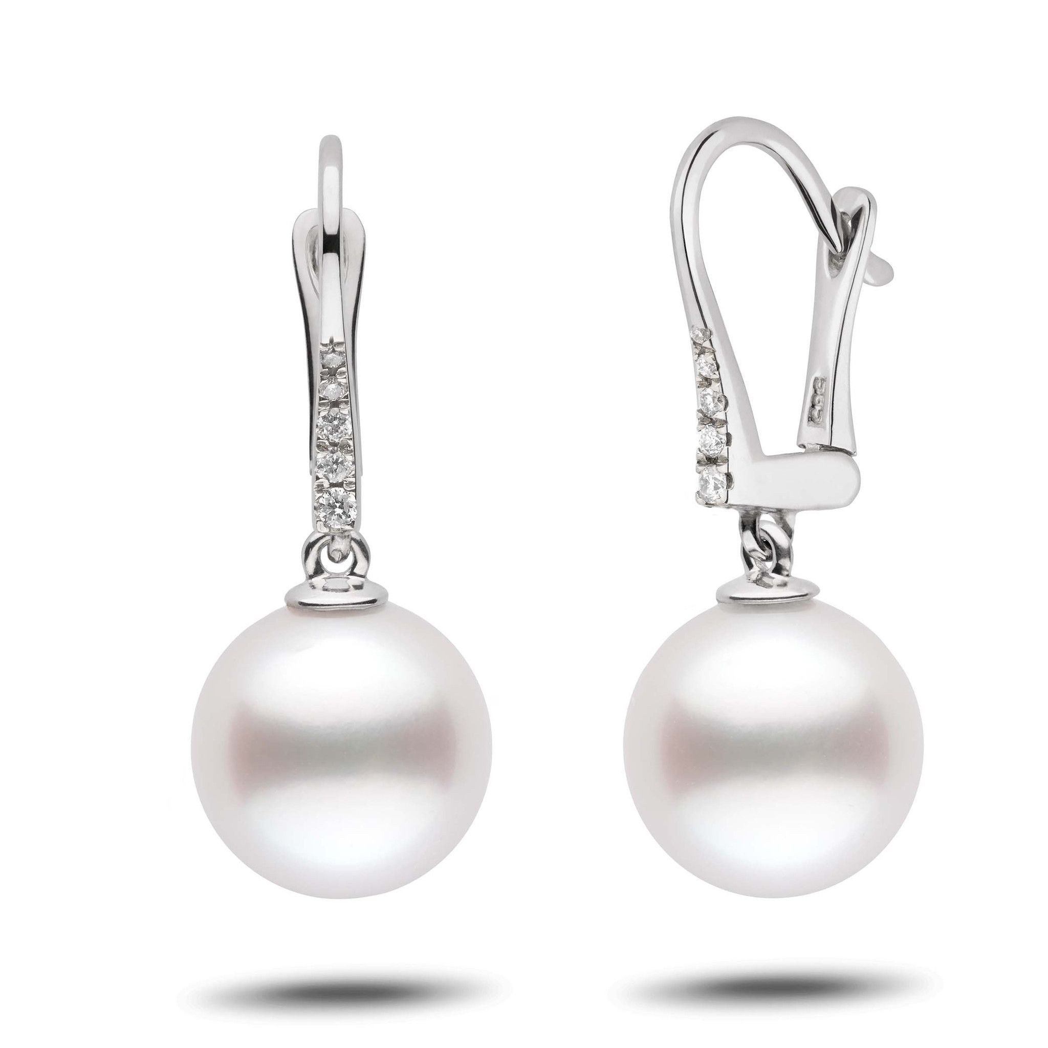 Allure Collection White South Sea 11.0-12.0 mm Pearl & Diamond Dangle Earrings