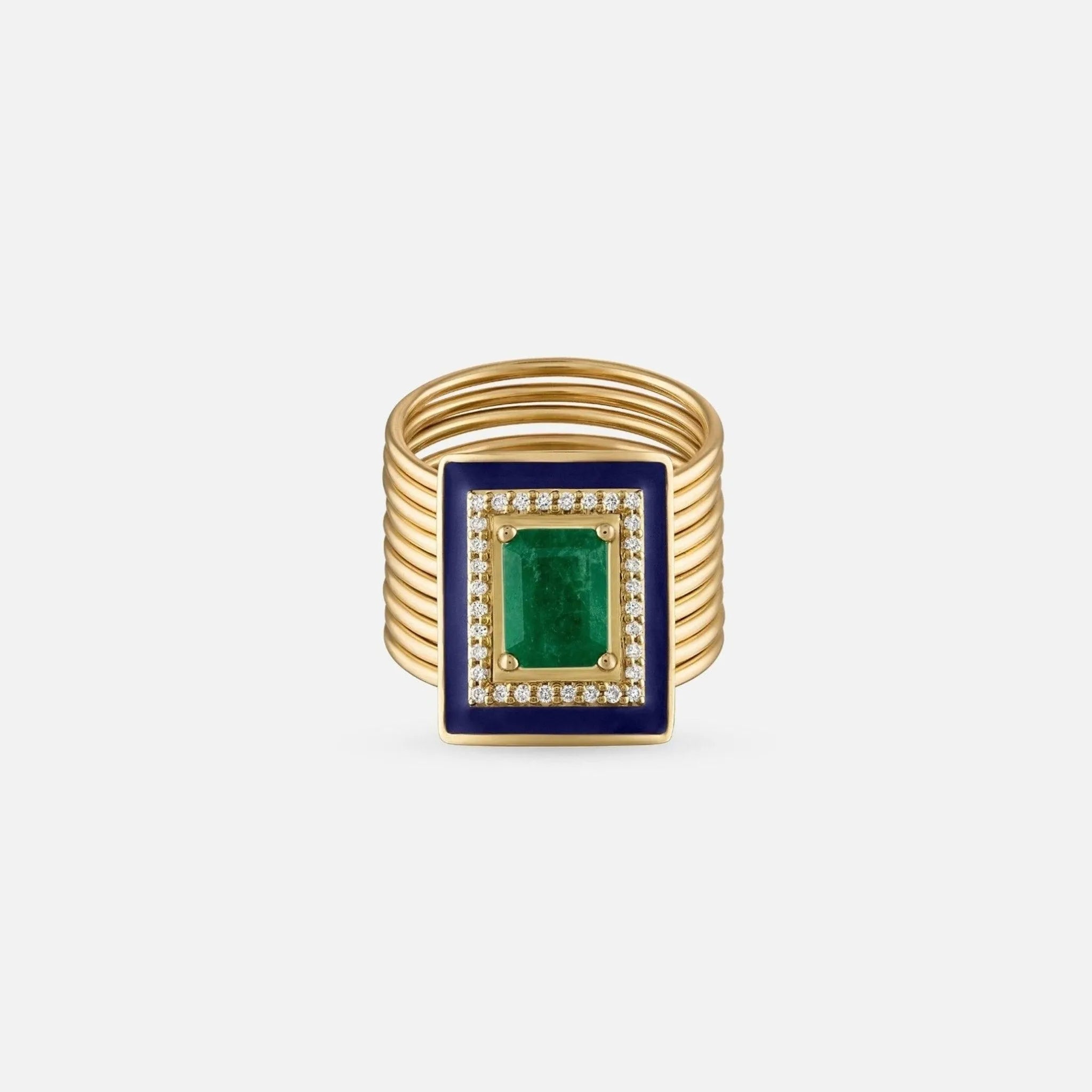 Emerald Diamond Harem Ring