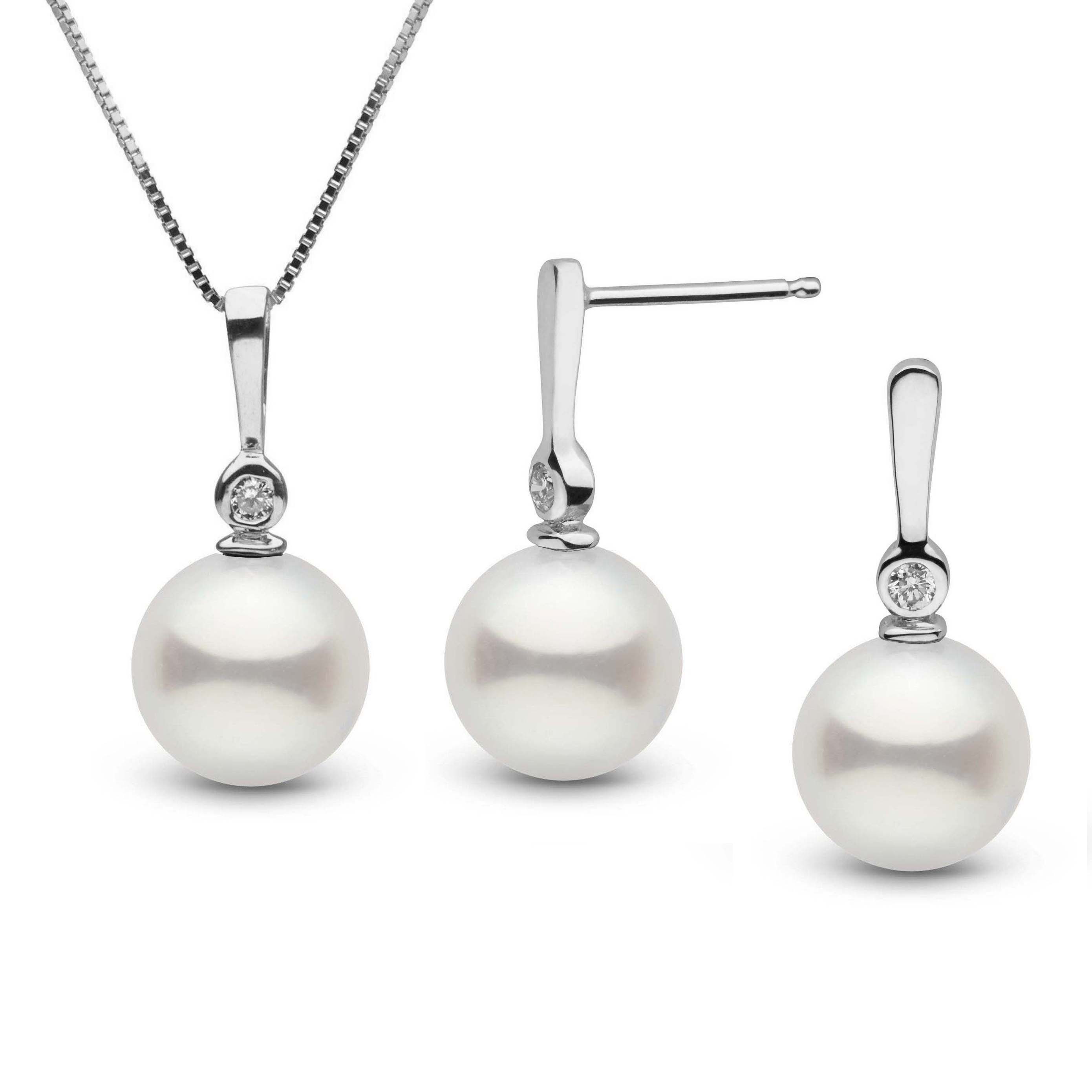 Aspire Collection 7.5-8.0 mm Freshadama Pearl and Diamond Pendant and Earrings Set
