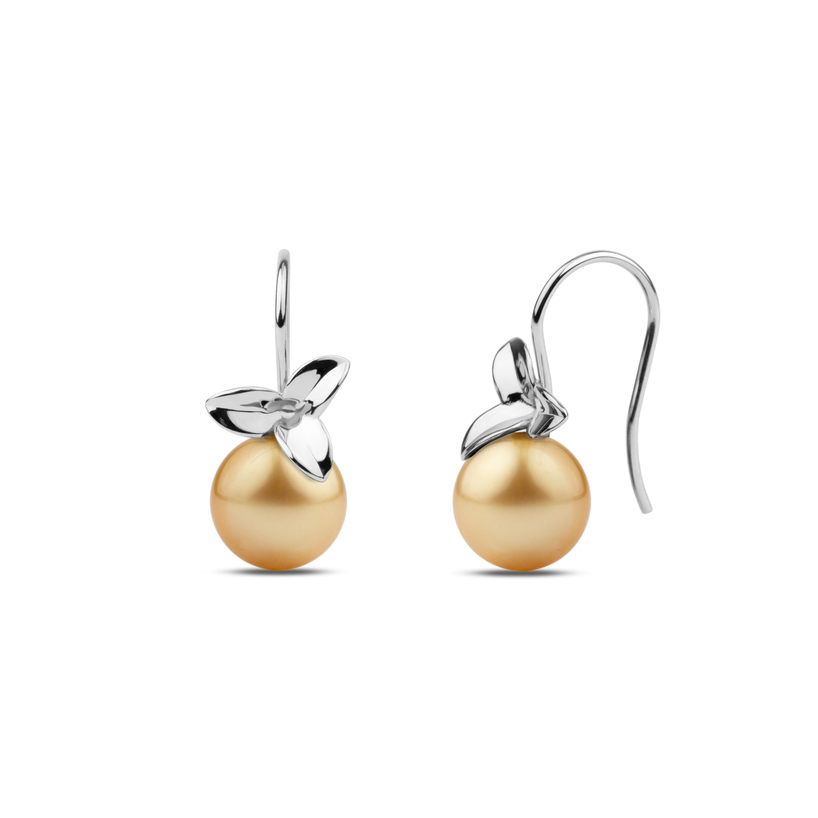 Blossom Collection 10.0-11.0 mm Golden South Sea Pearl Earrings