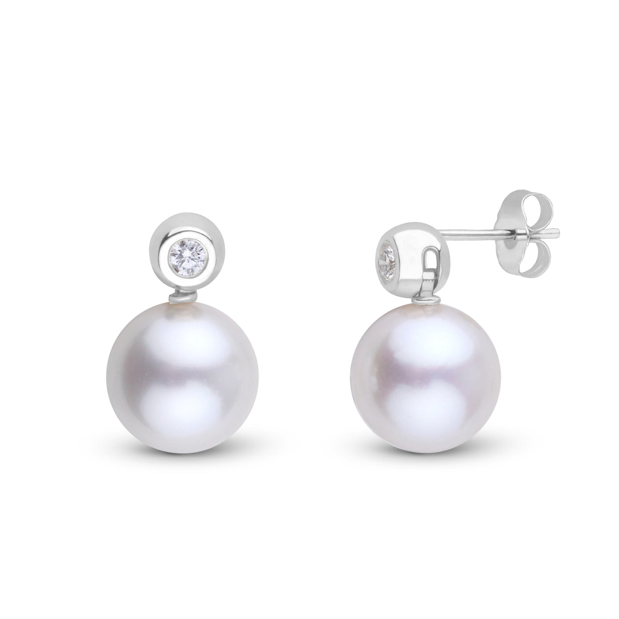 Diamond Dot Collection 10.0-11.0 mm White South Sea Pearl & Diamond Earrings