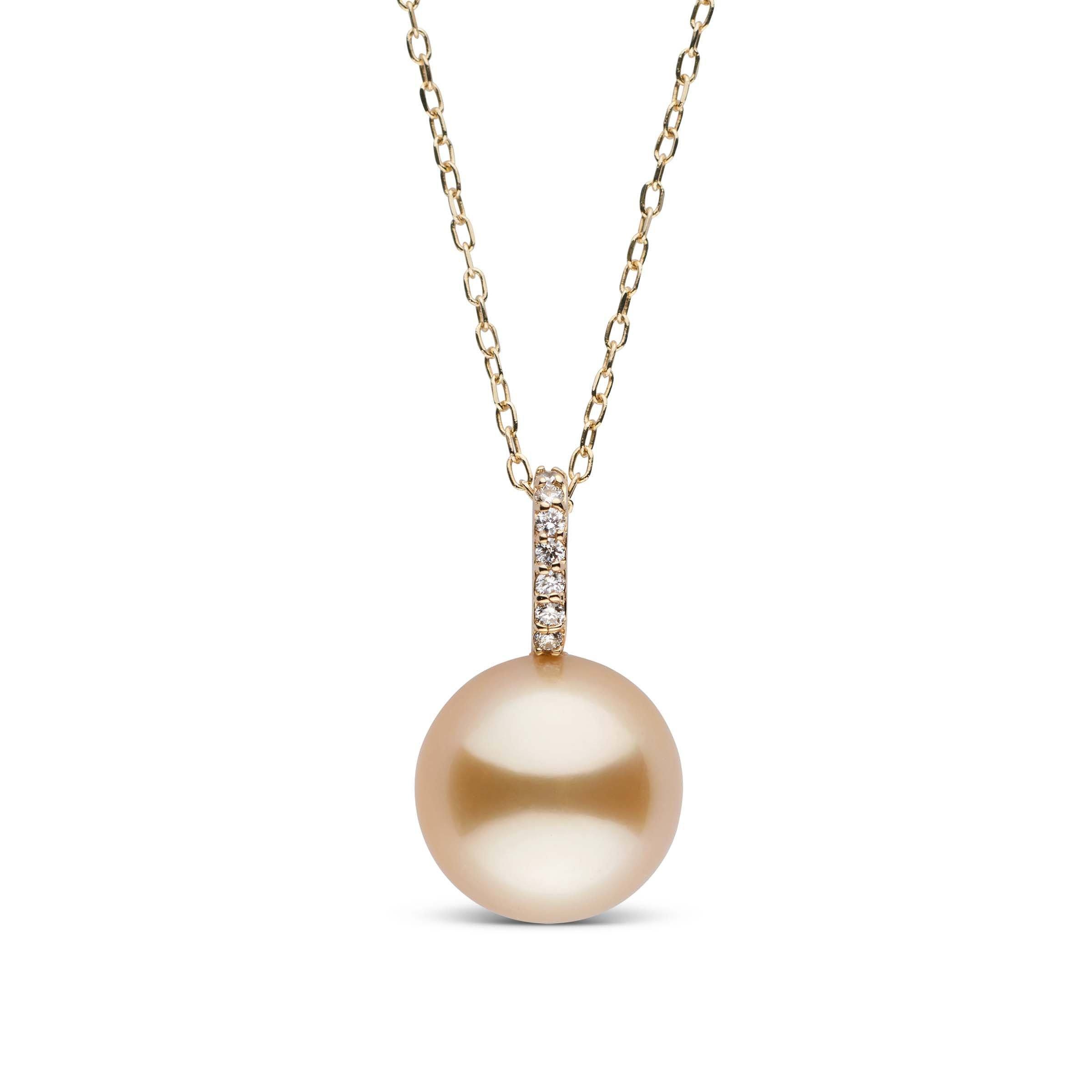 Forever Collection 11.0- 12.0 mm Golden South Sea Pearl and Diamond Pendant