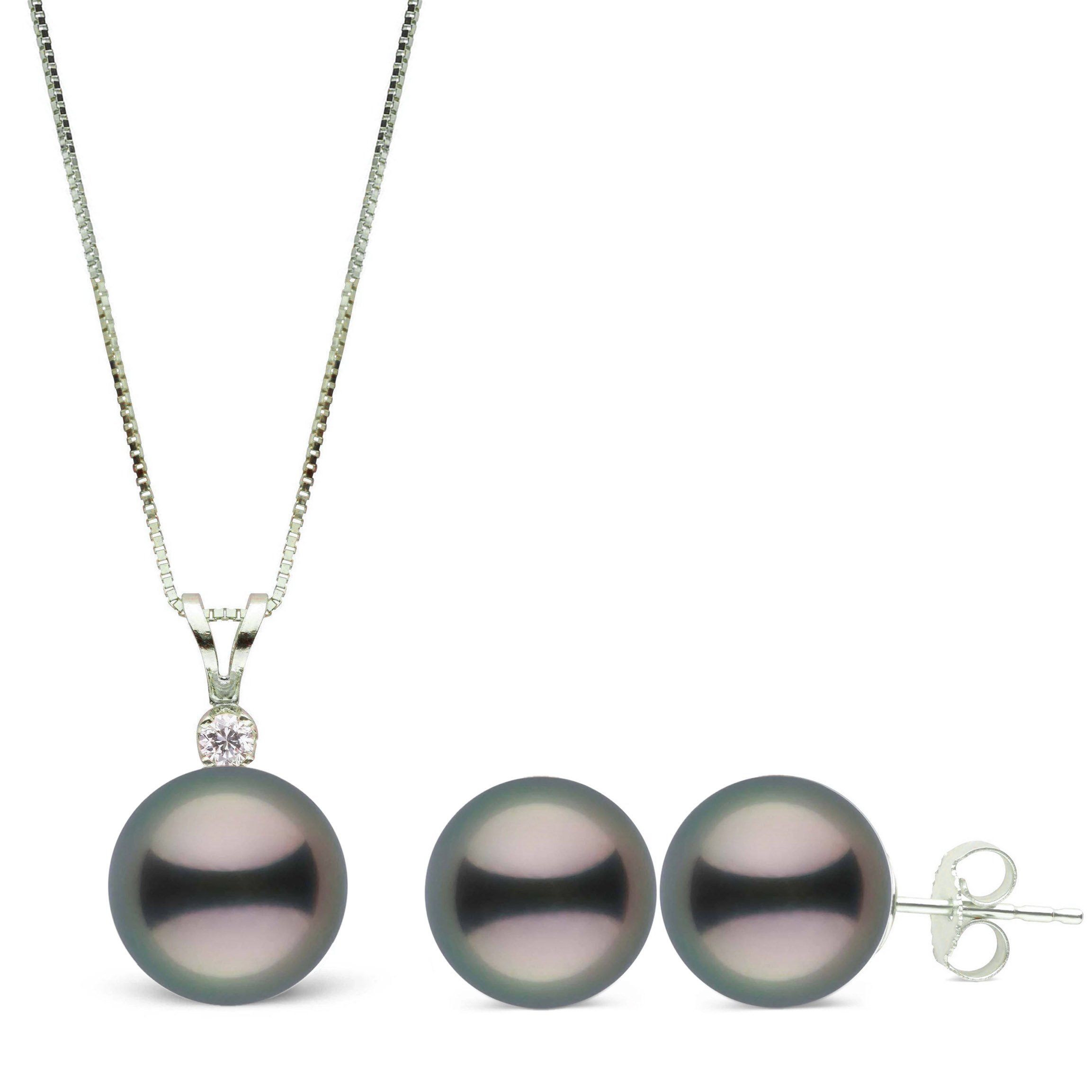 Harmony Collection 9.0-10.0 mm Tahitian Pearl and Diamond Pendant & Stud Earrings Set