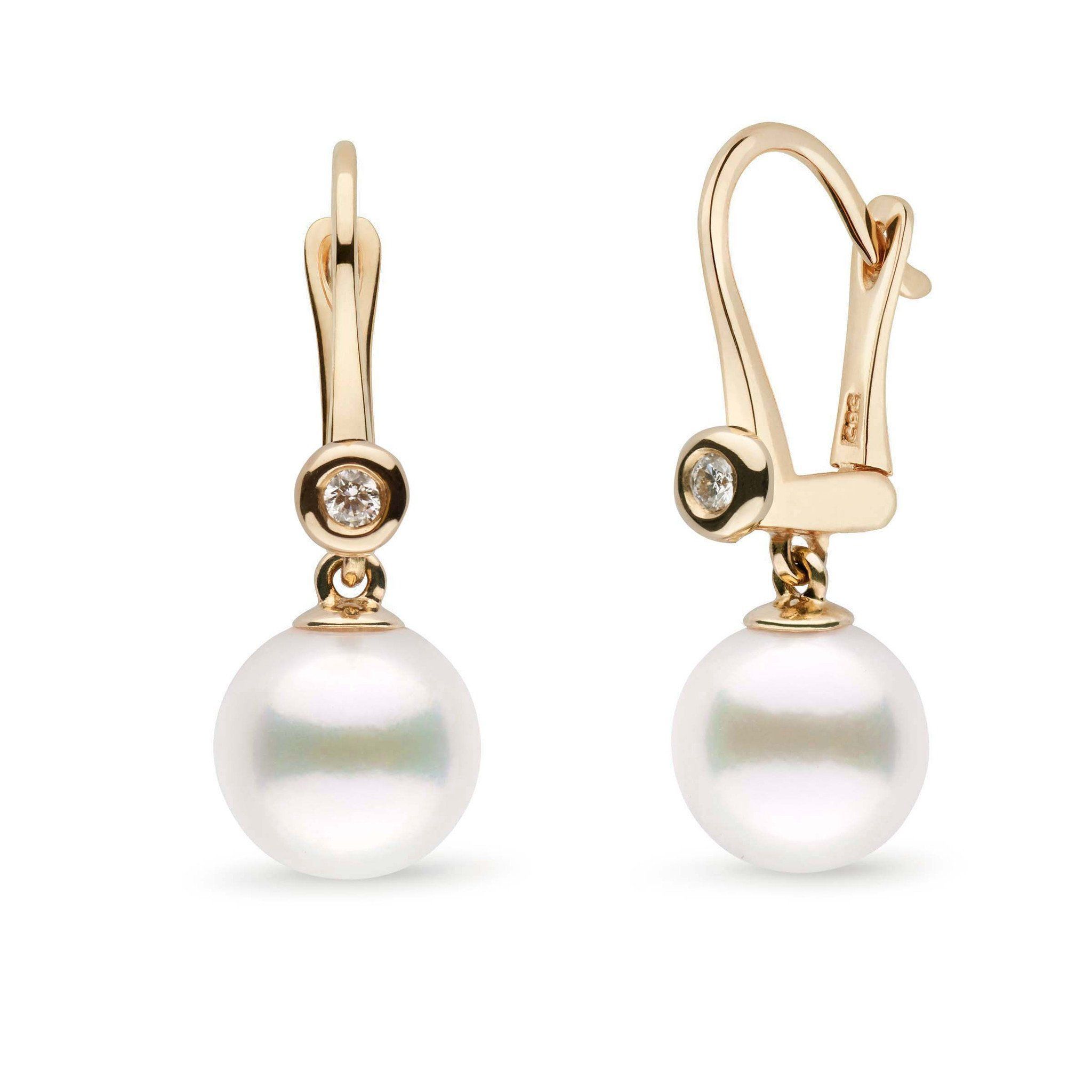 Romantic Collection White Freshadama Freshwater 9.0-10.0 mm Pearl & Diamond Dangle Earrings 3 Romantic Collection White Freshadama Freshwater 9.0-10.0 mm Pearl & Diamond Dangle Earrings
