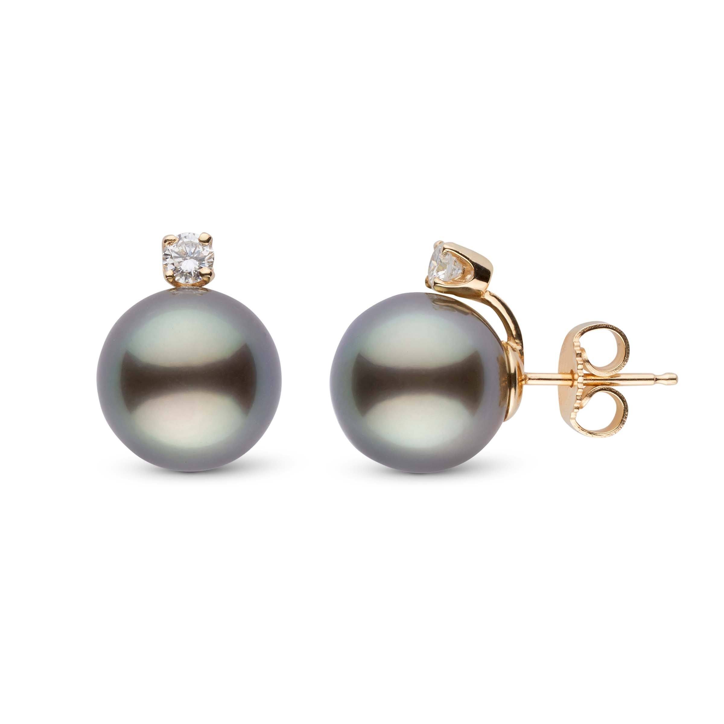Starlight Collection 9.0-10.0 mm Tahitian Pearl & Diamond Stud Earrings 3 Starlight Collection 9.0-10.0 mm Tahitian Pearl & Diamond Stud Earrings