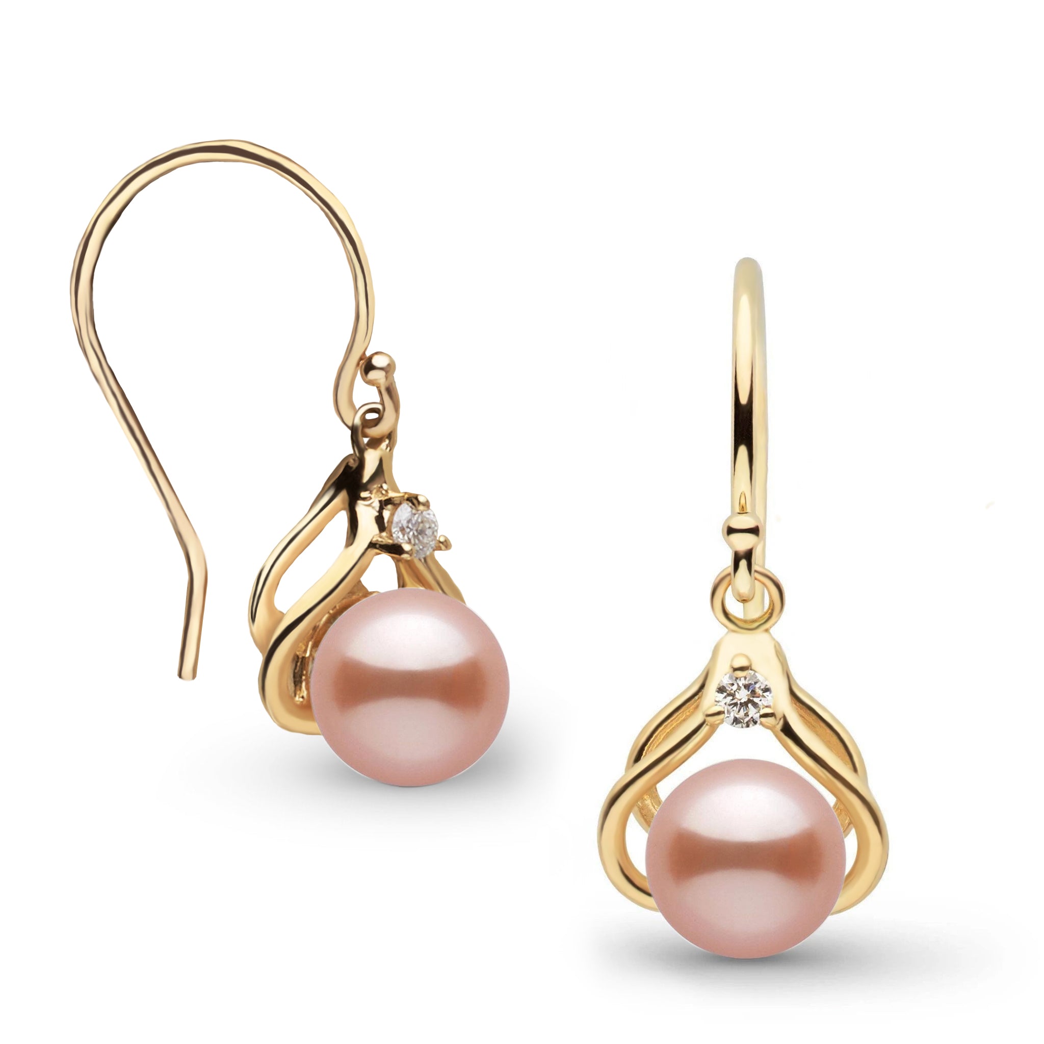 Tiara Collection 6.5-7.0 mm Pink Freshadama Pearl and Diamond Earrings