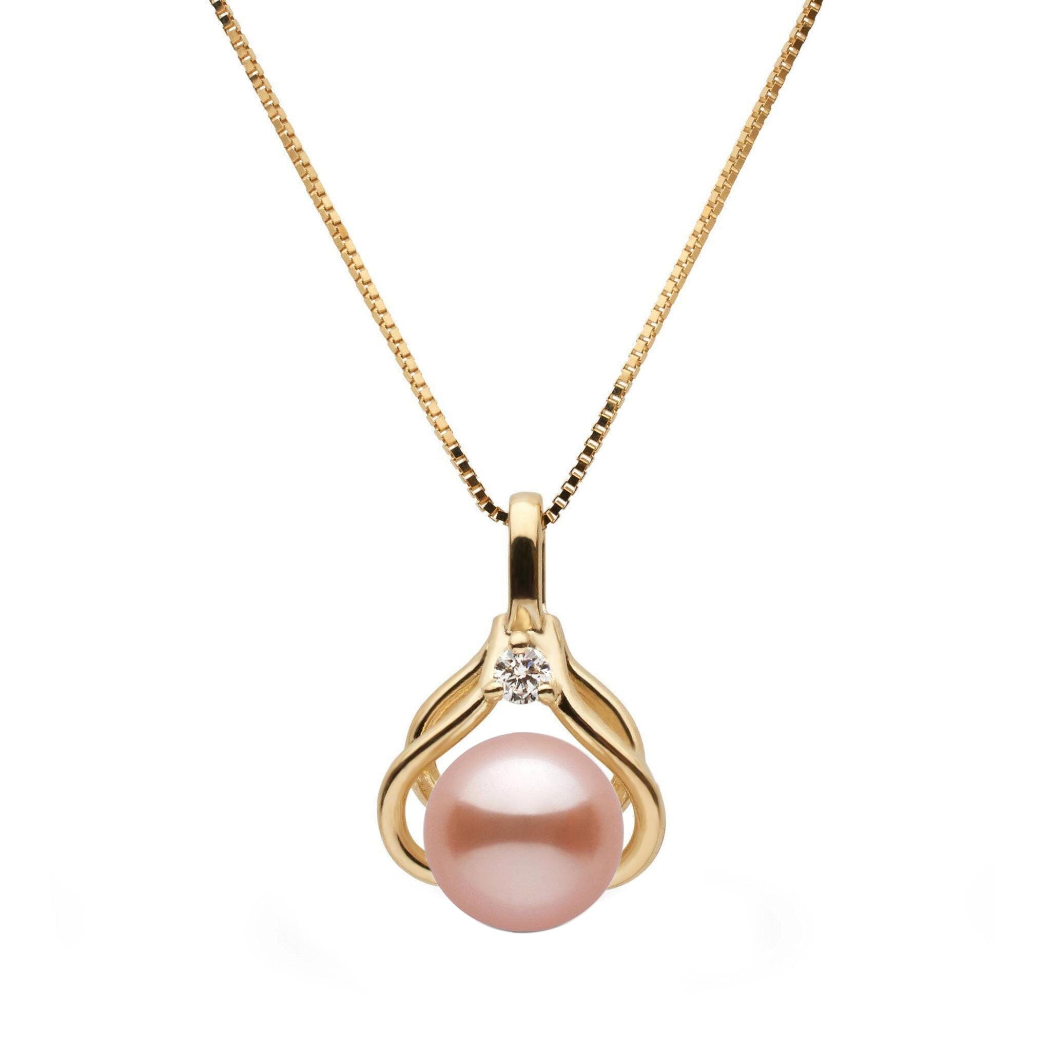 Tiara Collection 6.5-7.0 mm Pink Freshadama Pearl and Diamond Pendant