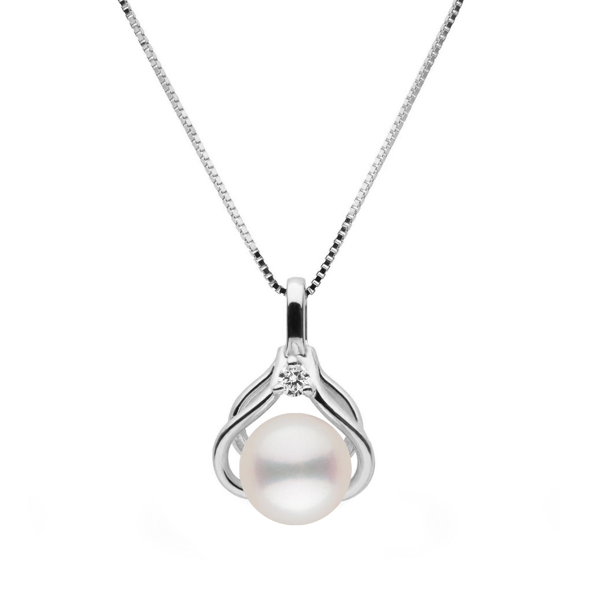 Tiara Collection 6.5-7.0 mm White Freshadama Pearl and Diamond Pendant