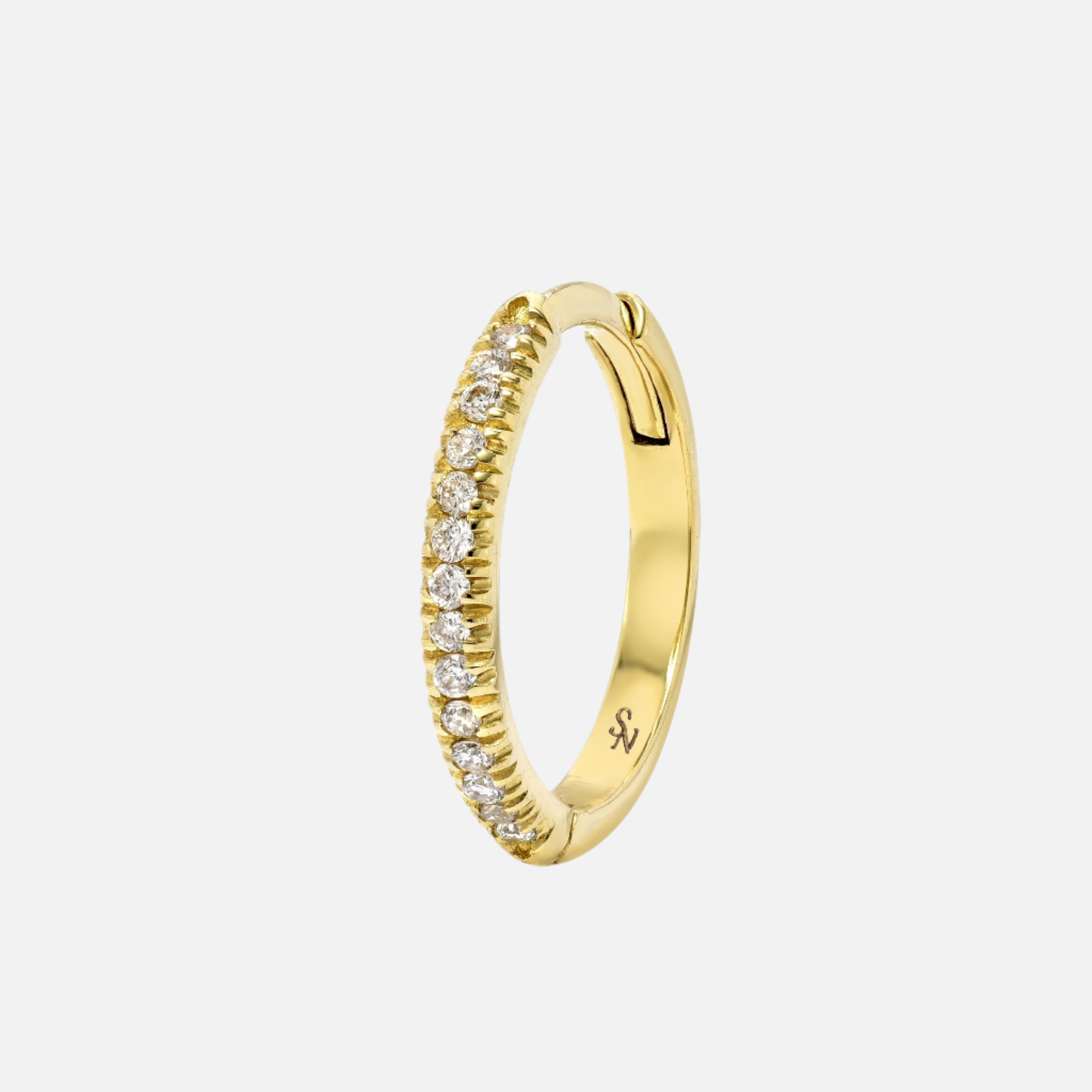 Huggie Hoop with Diamonds, 13 mm
