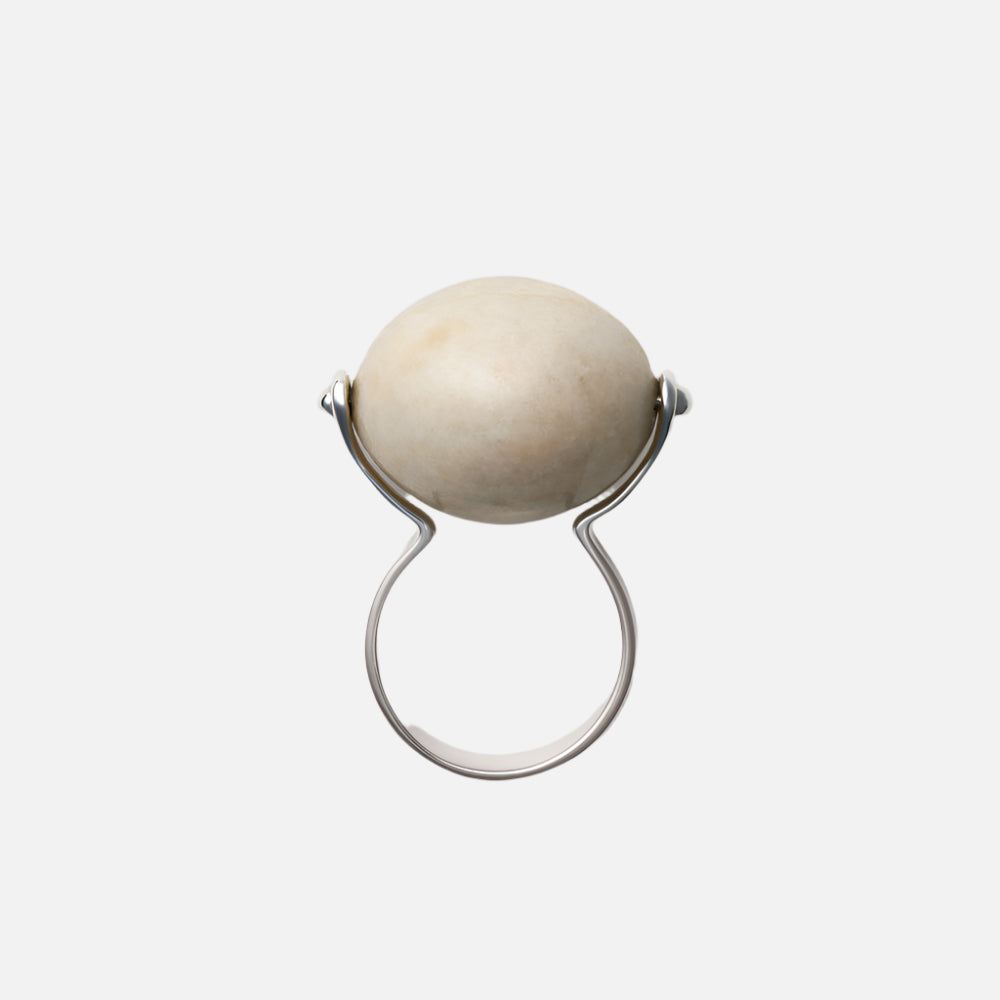 Large Stone Ellipse Ring, White