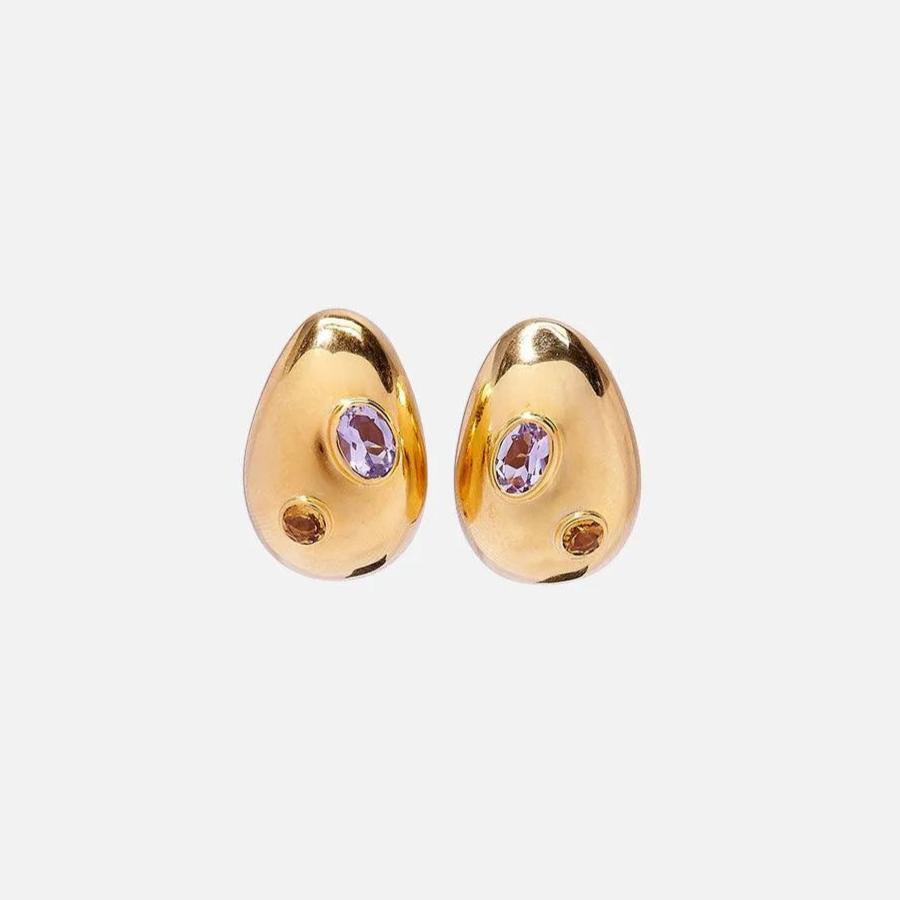 Mini Arp Earrings, Studded Gold