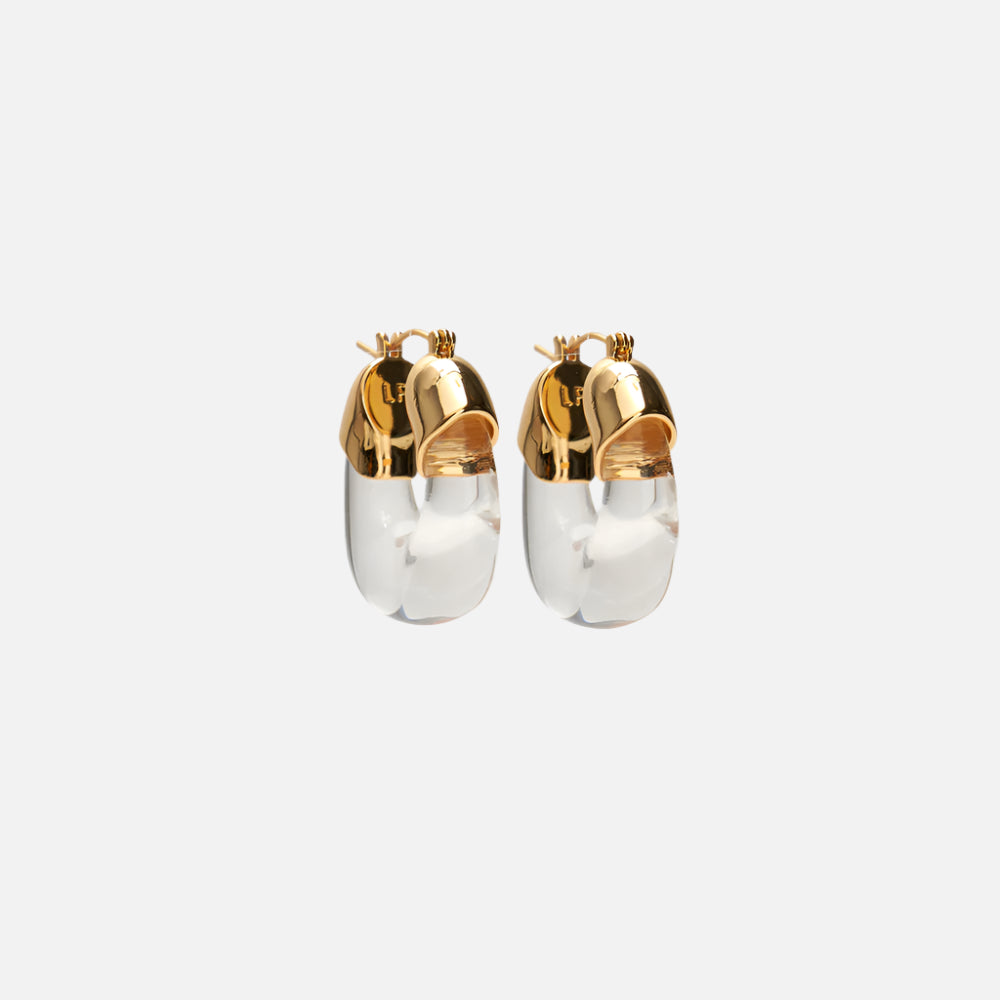 Mini Organic Hoops, Clear Gold